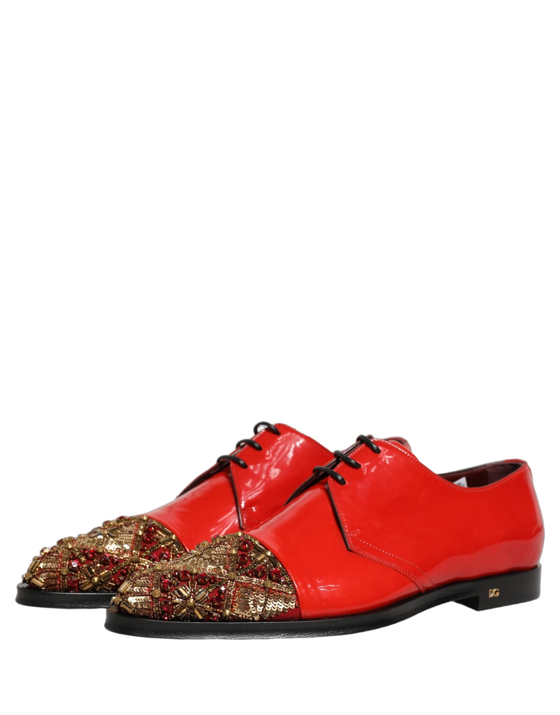 Dolce & Gabbana Red Embellished Men Derby Dress Formal Shoes - 4