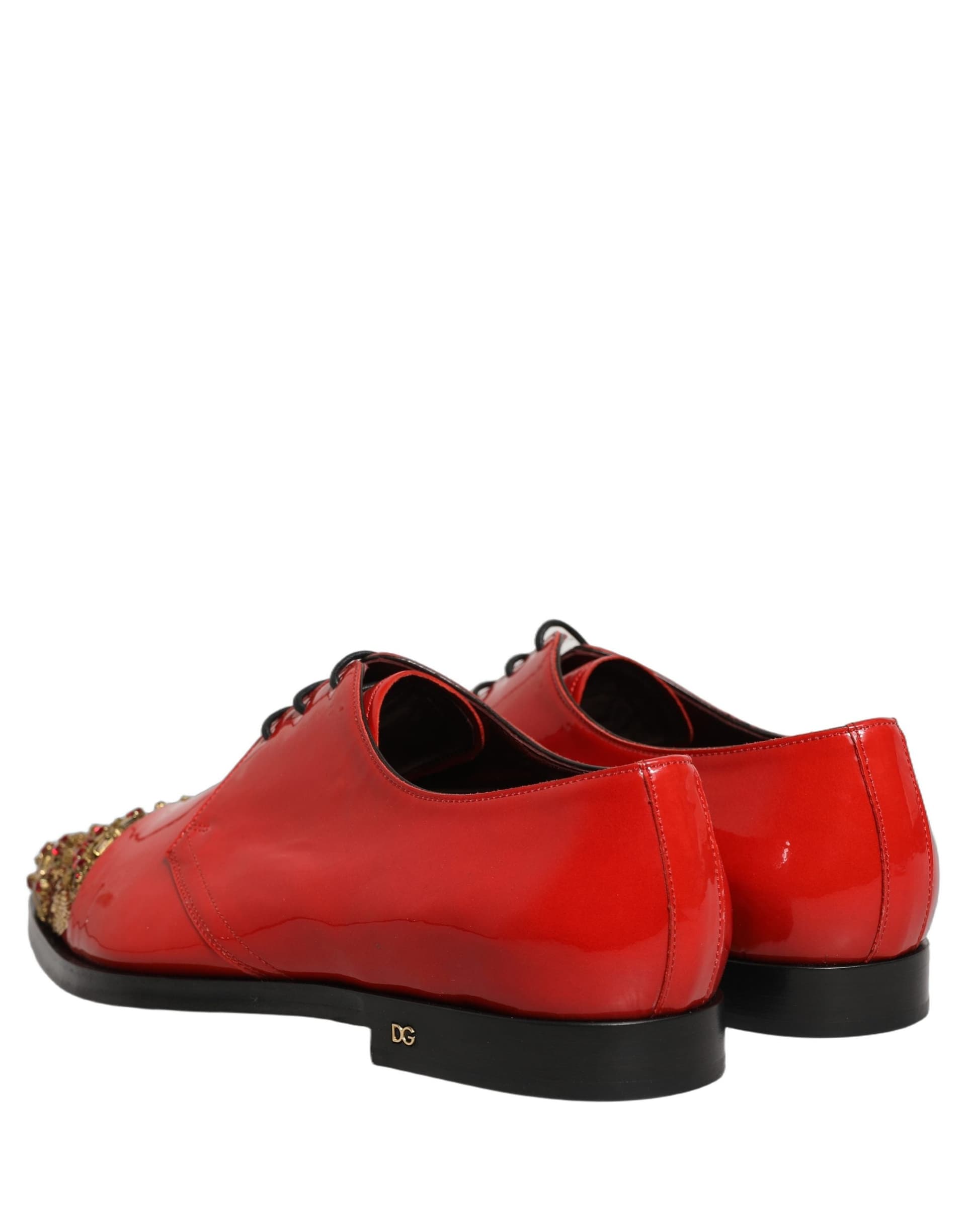 Dolce & Gabbana Red Embellished Men Derby Dress Formal Shoes - 5