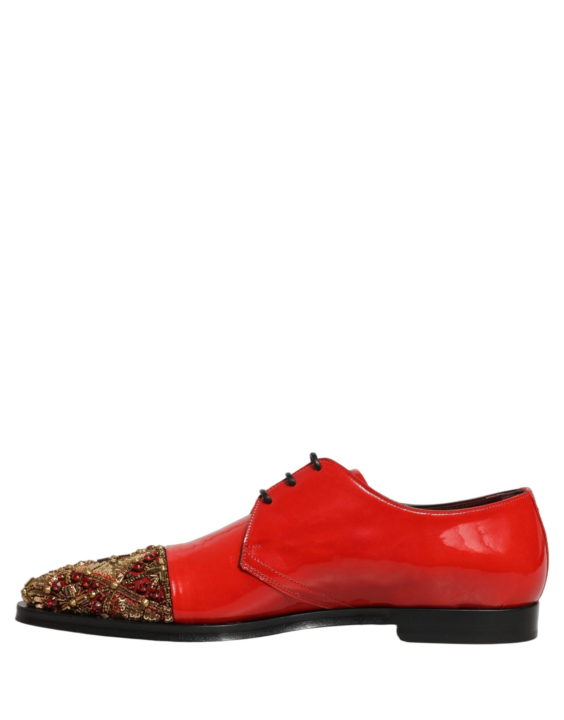 Dolce & Gabbana Red Embellished Men Derby Dress Formal Shoes - 6