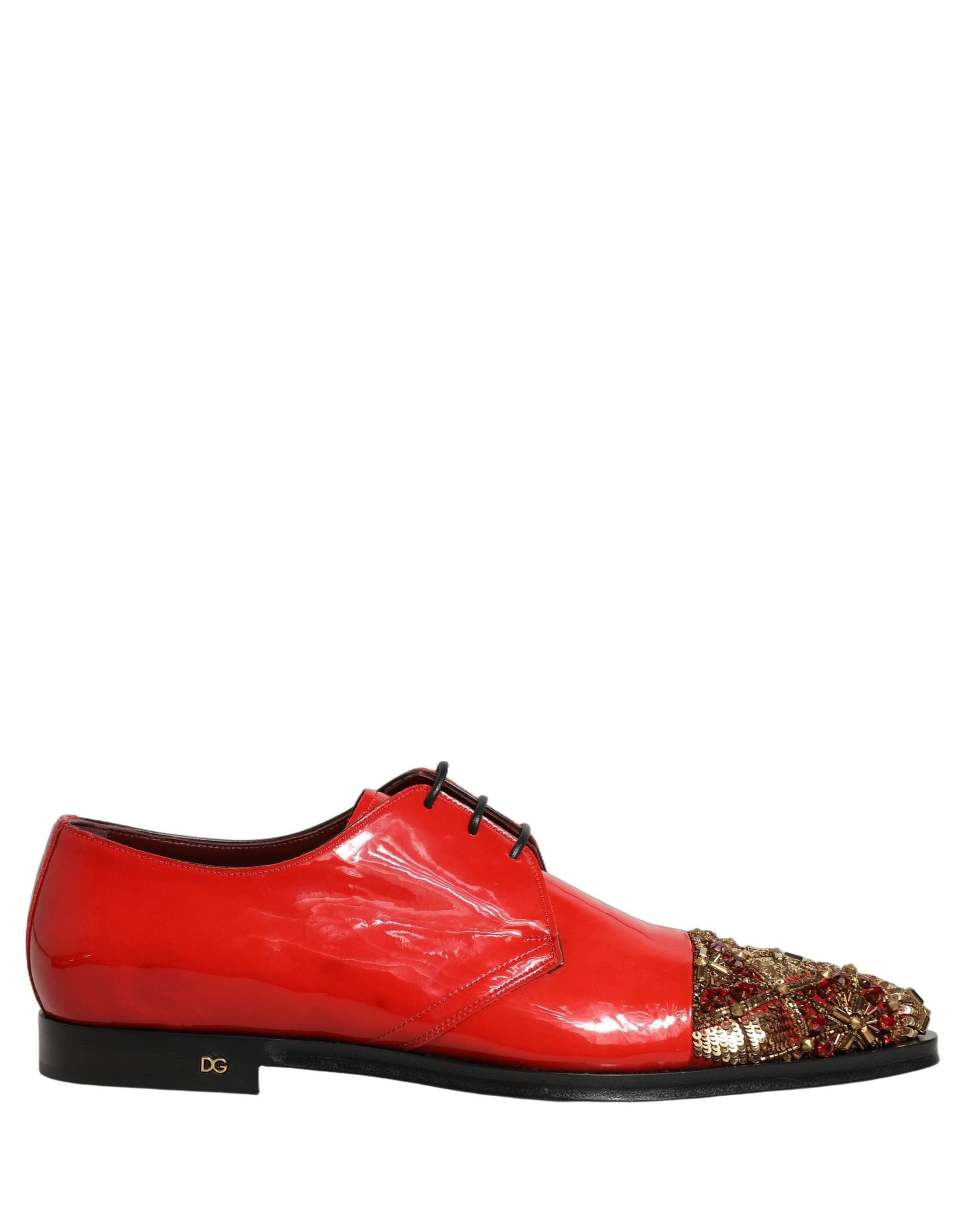 Dolce & Gabbana Red Embellished Men Derby Dress Formal Shoes - 7