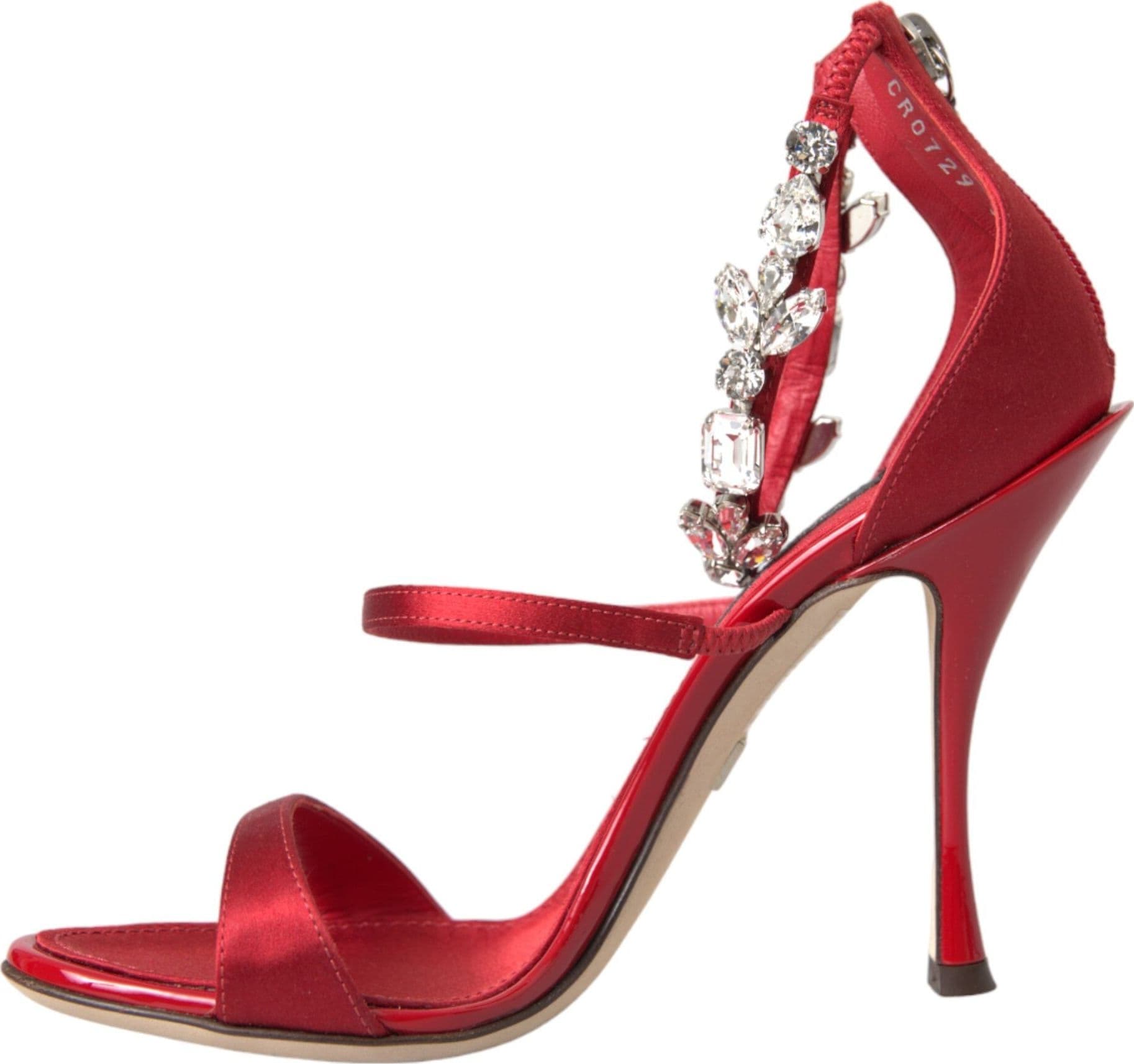 Dolce & Gabbana Red Keira Satin Crystals Sandals Heels Shoes - 4