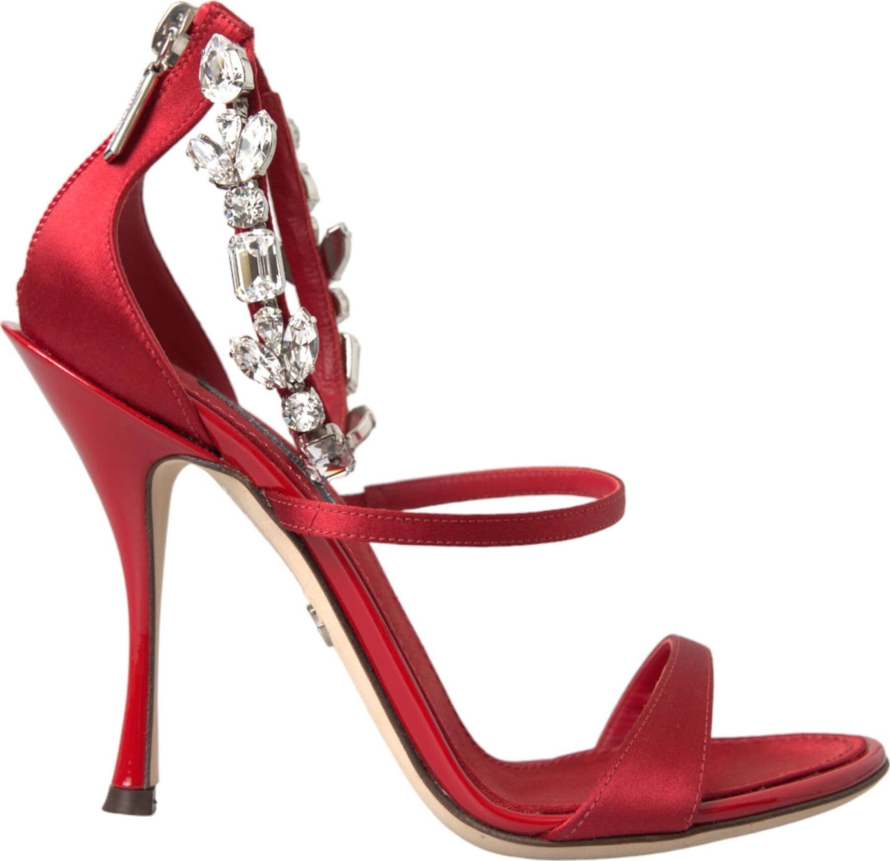 Dolce & Gabbana Red Keira Satin Crystals Sandals Heels Shoes - 5