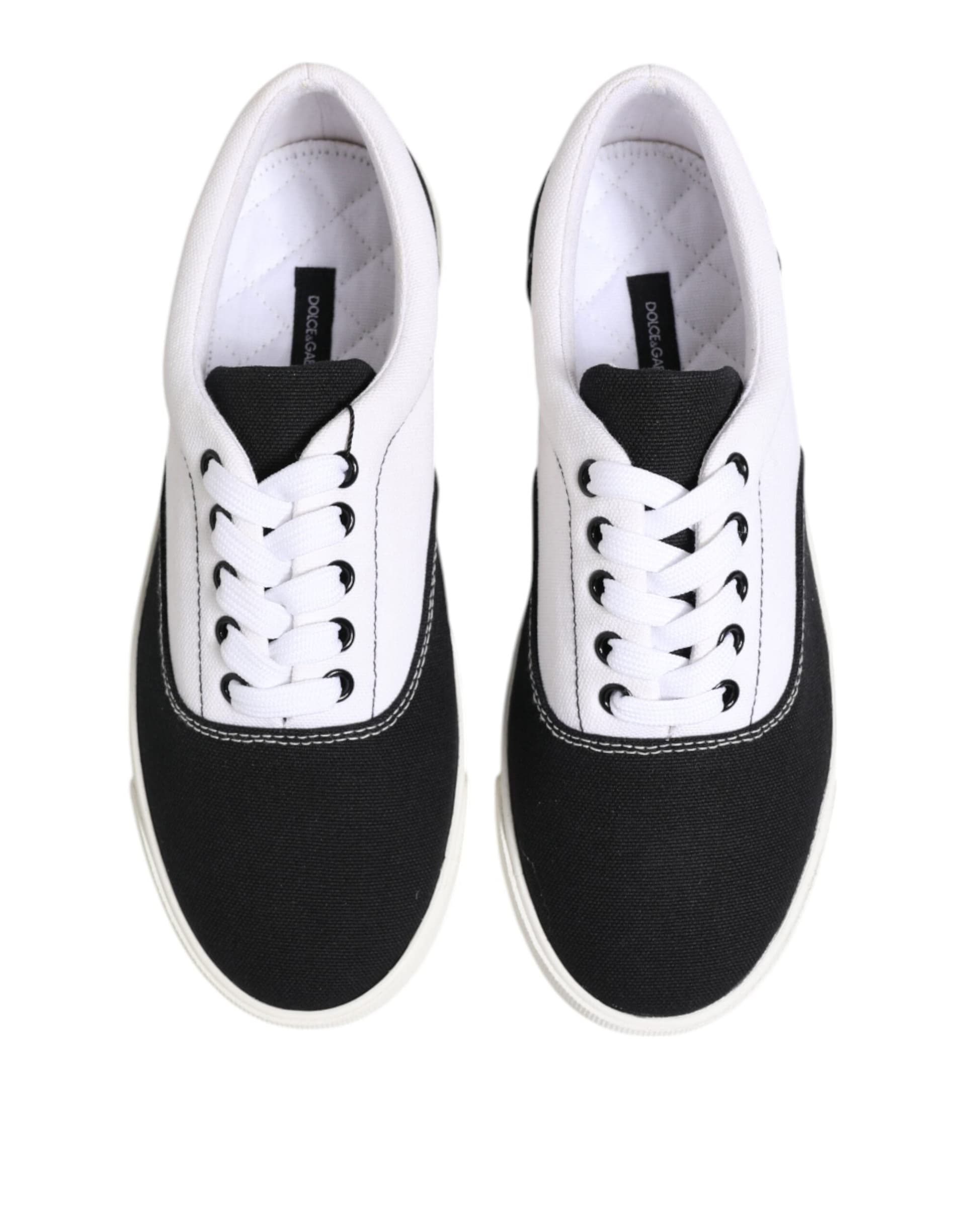 Dolce & Gabbana Black Cotton Canvas Lace Up Men Sneakers Shoes - 2