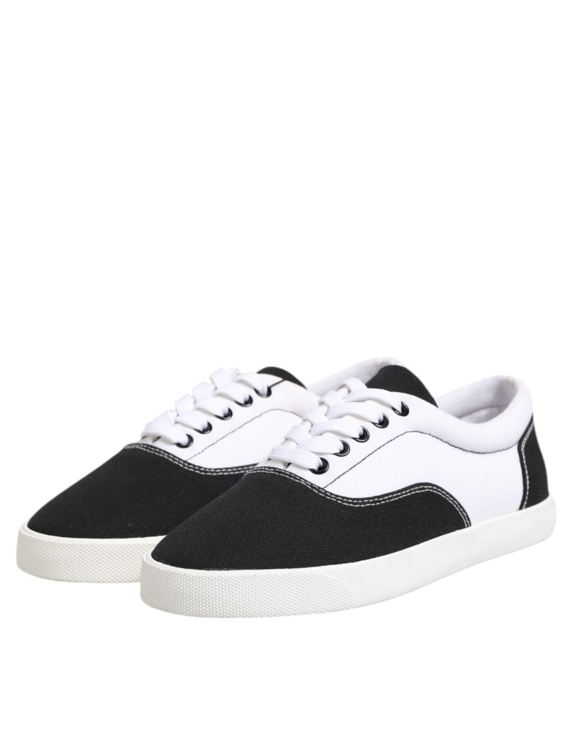 Dolce & Gabbana Black Cotton Canvas Lace Up Men Sneakers Shoes - 3