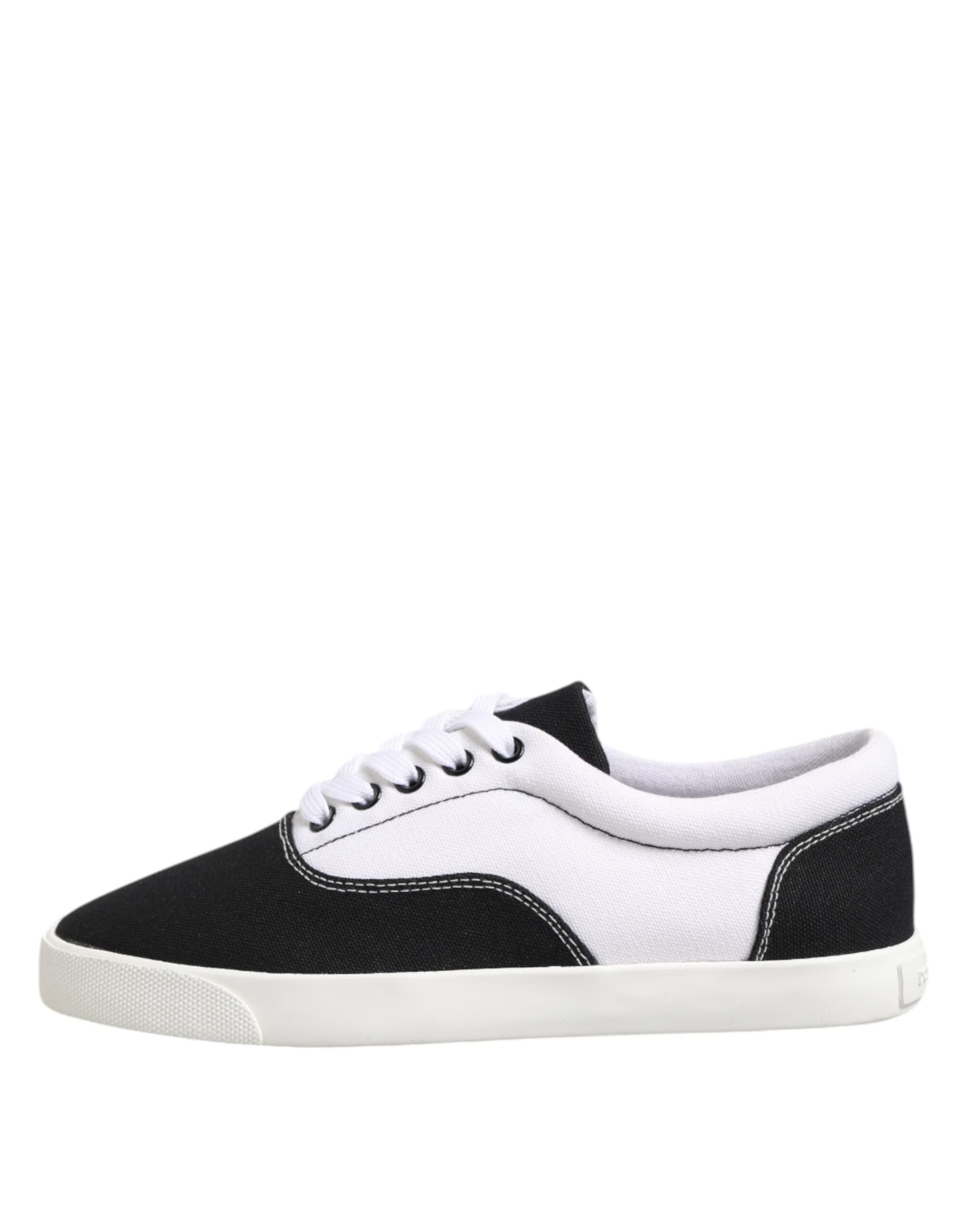 Dolce & Gabbana Black Cotton Canvas Lace Up Men Sneakers Shoes - 5