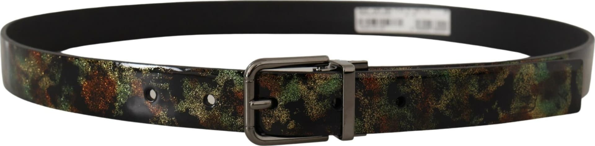Dolce & Gabbana Black Sparkling Leather Black Metal Buckle Belt - 2