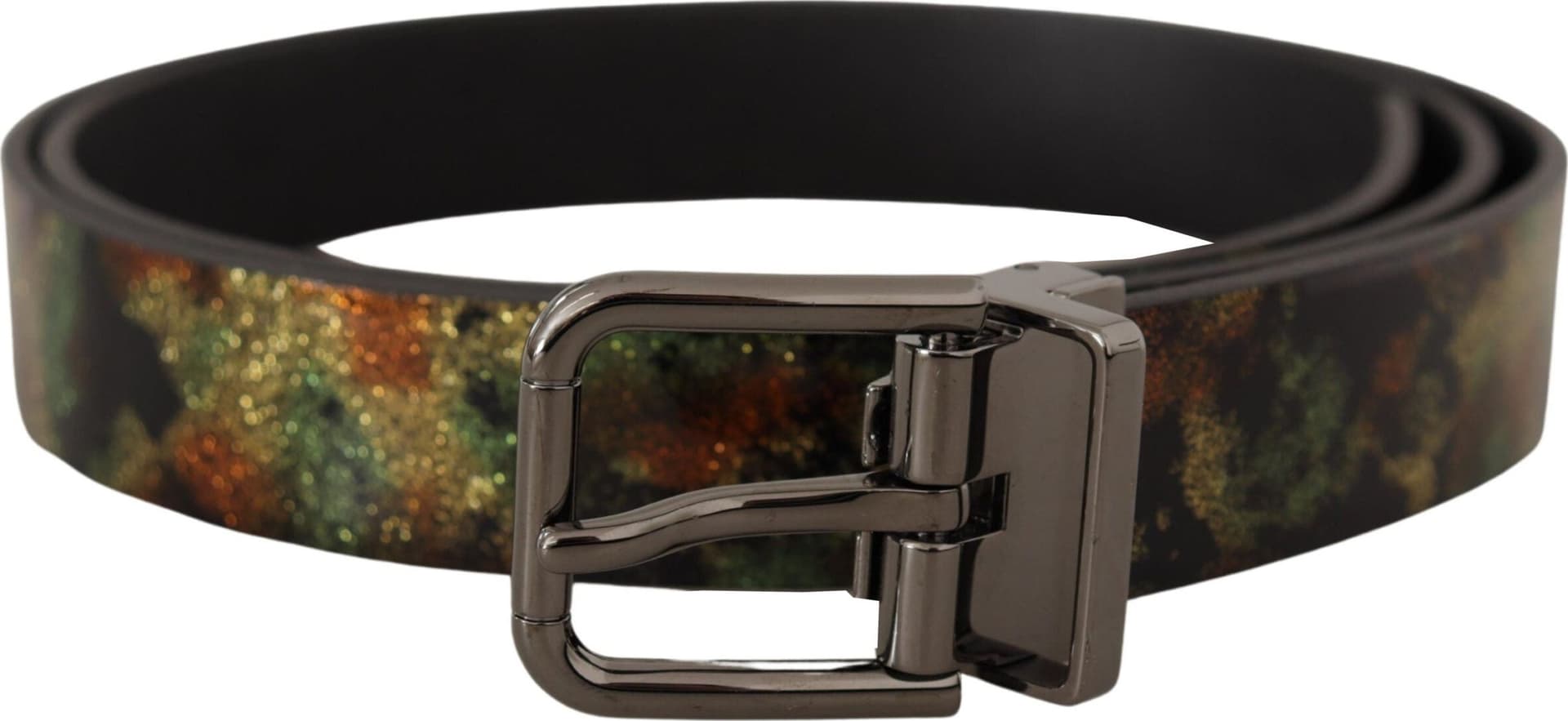 Dolce & Gabbana Black Sparkling Leather Black Metal Buckle Belt - 3