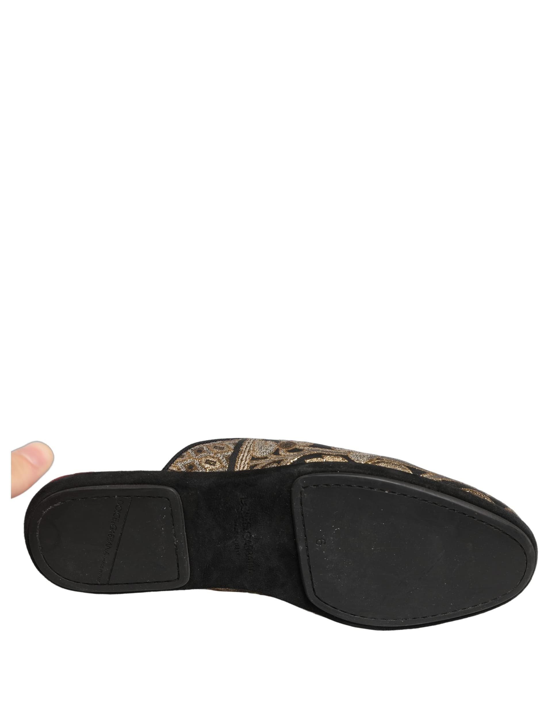 Dolce & Gabbana Black Floral Jacquard Flats Sandals Men Shoes - 7