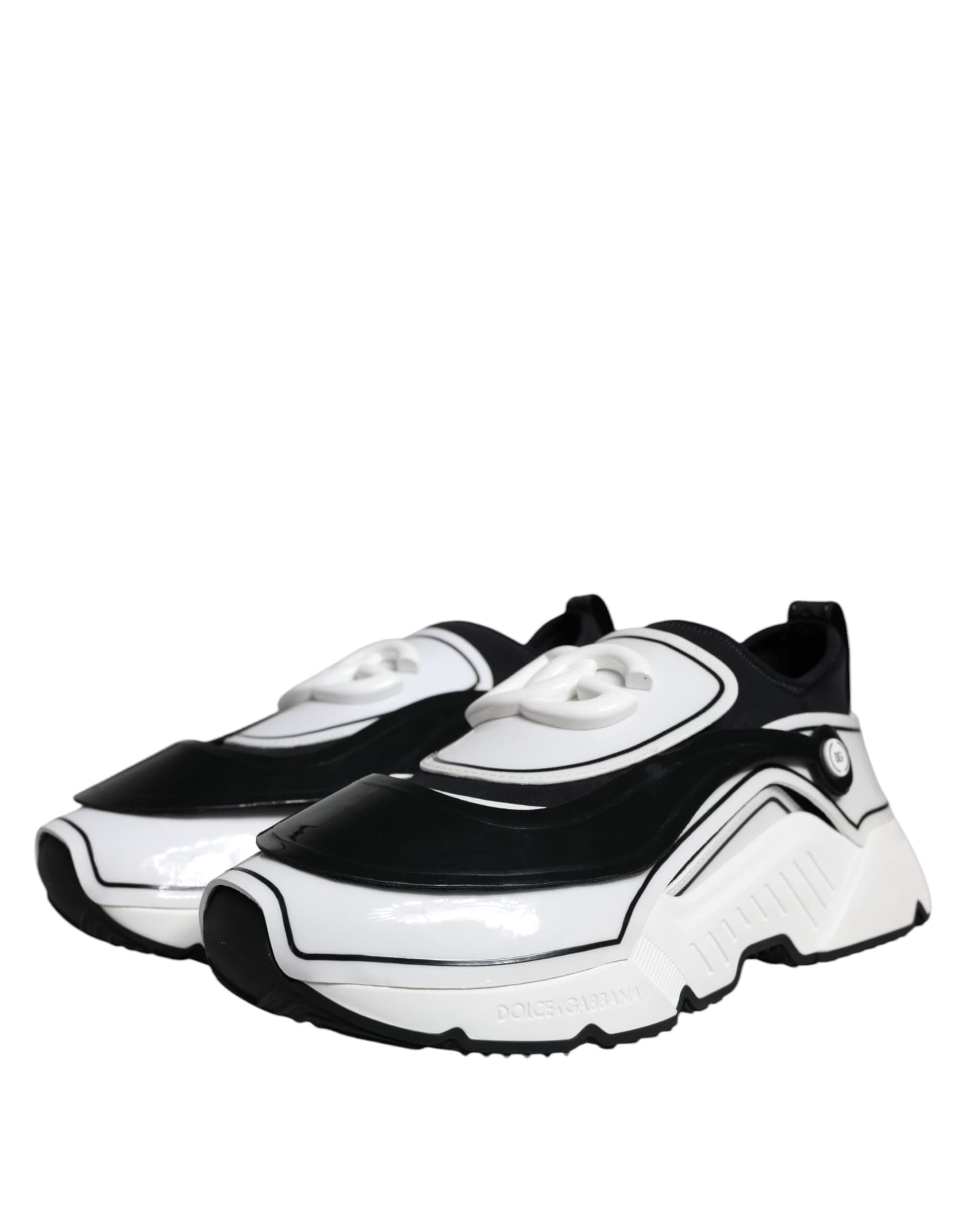 Dolce & Gabbana White Black Logo Plaque Daymaster Sneakers Shoes - 2