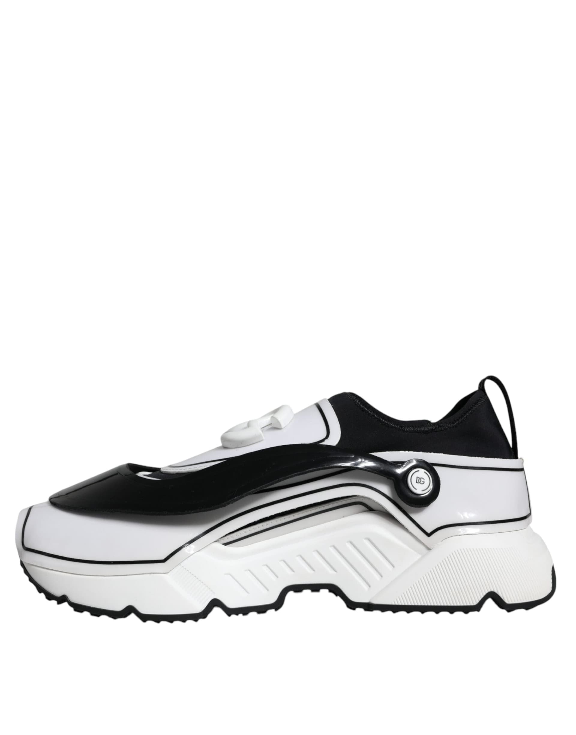 Dolce & Gabbana White Black Logo Plaque Daymaster Sneakers Shoes - 4