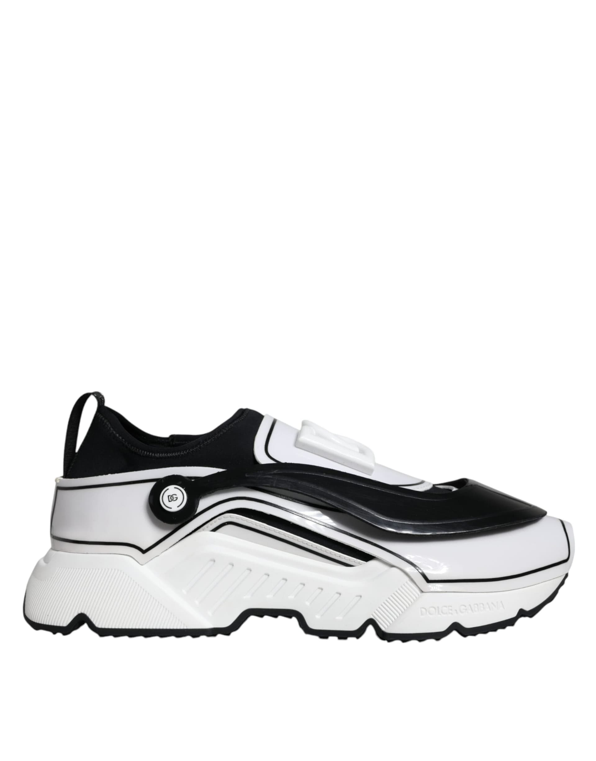 Dolce & Gabbana White Black Logo Plaque Daymaster Sneakers Shoes - 8