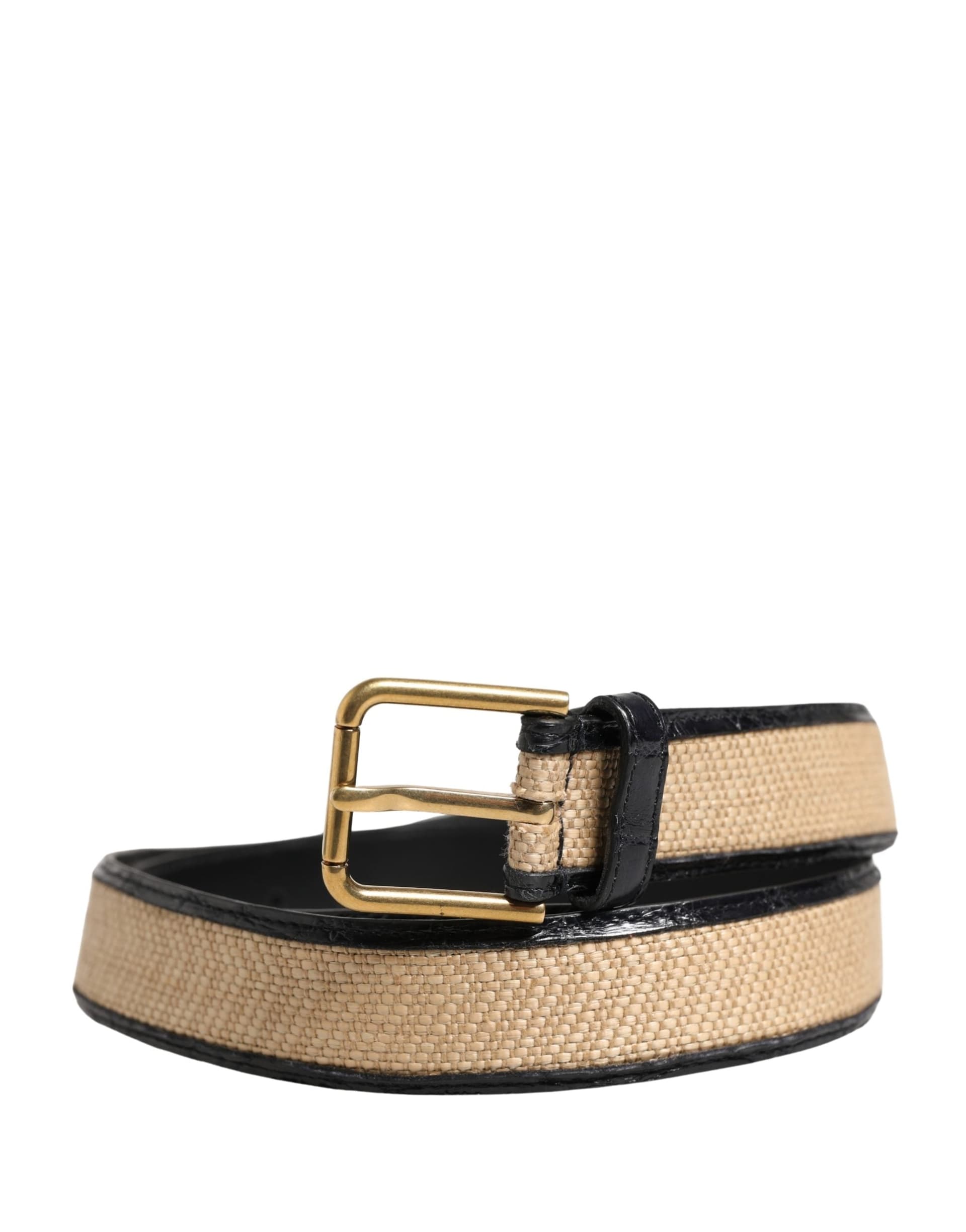 Dolce & Gabbana Men Beige Braided Leather Metal Buckle Belt - 2