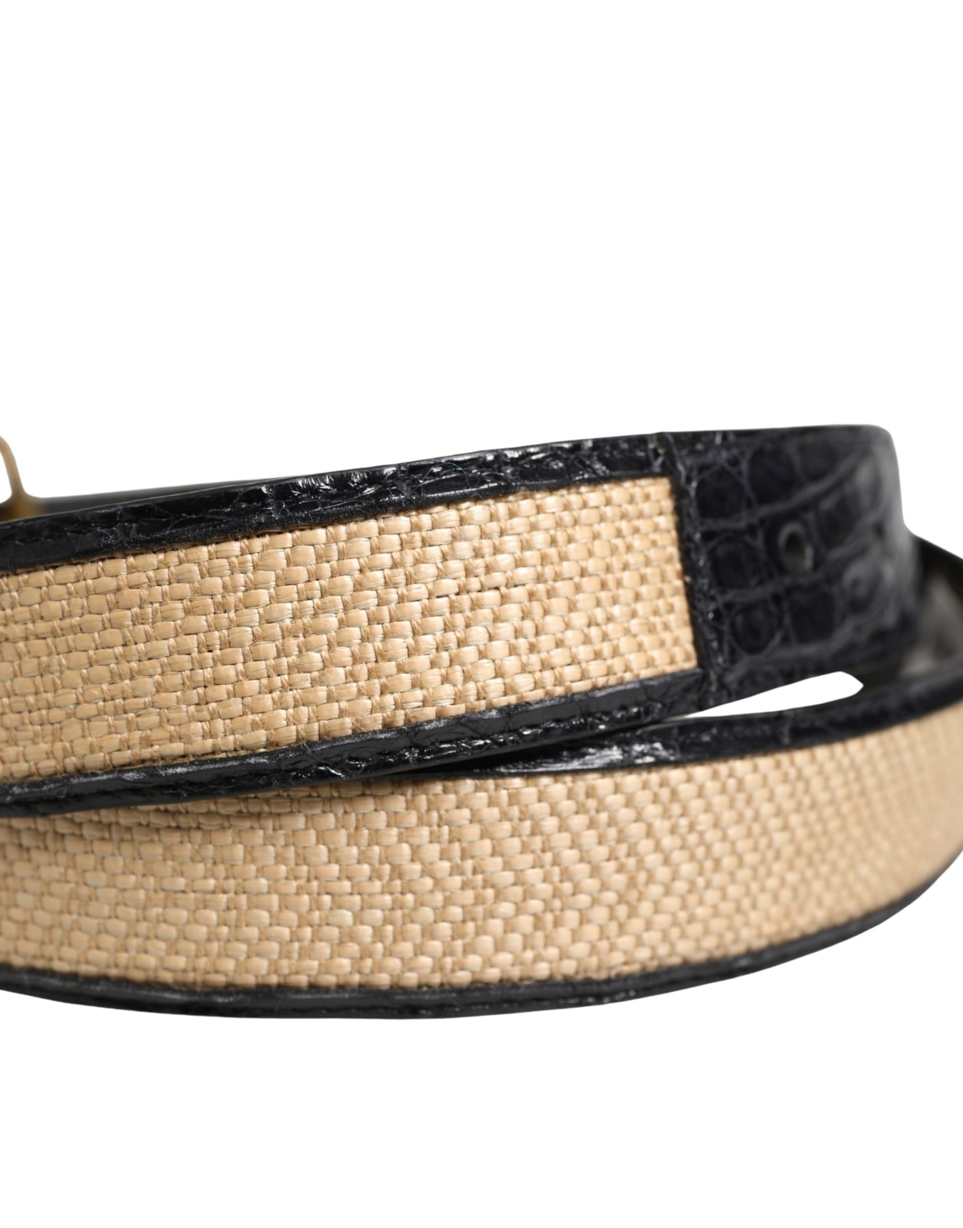 Dolce & Gabbana Men Beige Braided Leather Metal Buckle Belt - 4