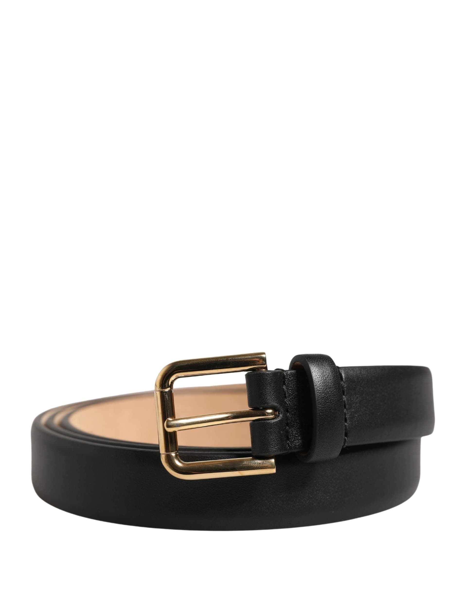 Dolce & Gabbana Black Classic Leather Gold Metal Buckle Belt - 2