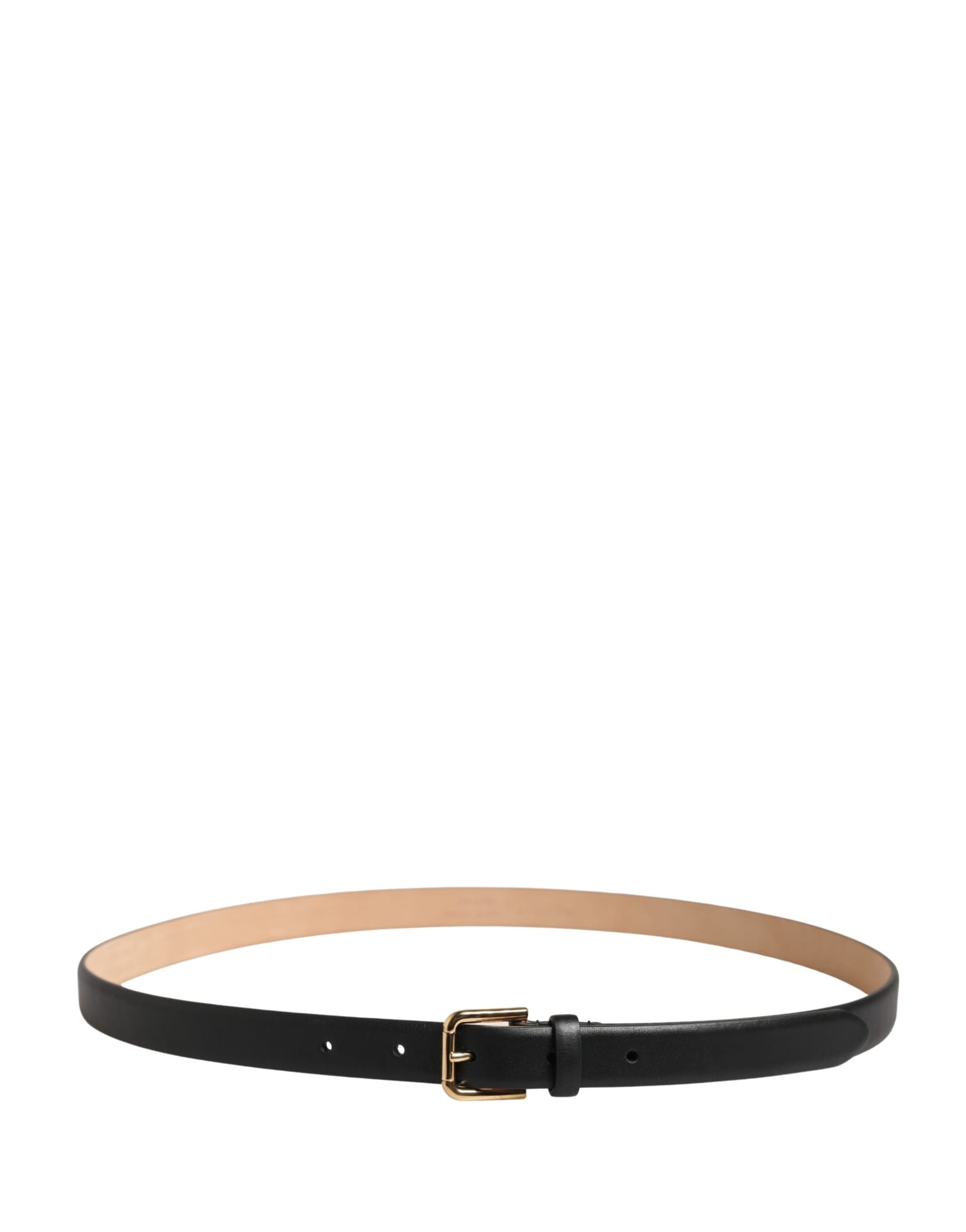 Dolce & Gabbana Black Classic Leather Gold Metal Buckle Belt - 3