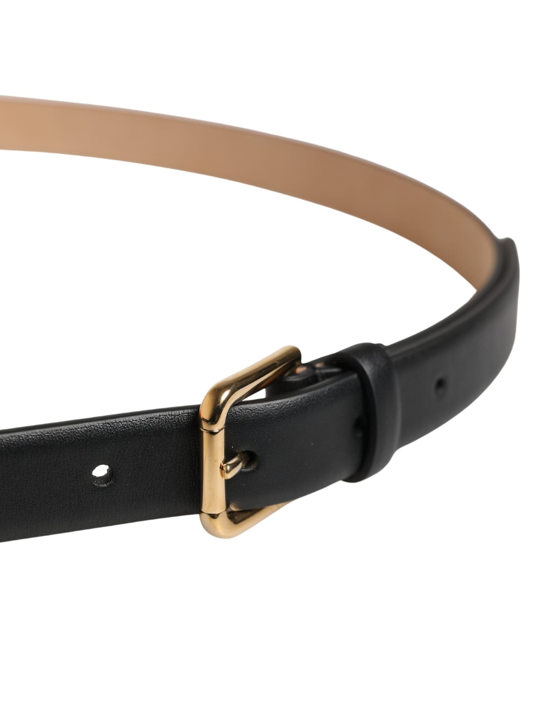 Dolce & Gabbana Black Classic Leather Gold Metal Buckle Belt - 4