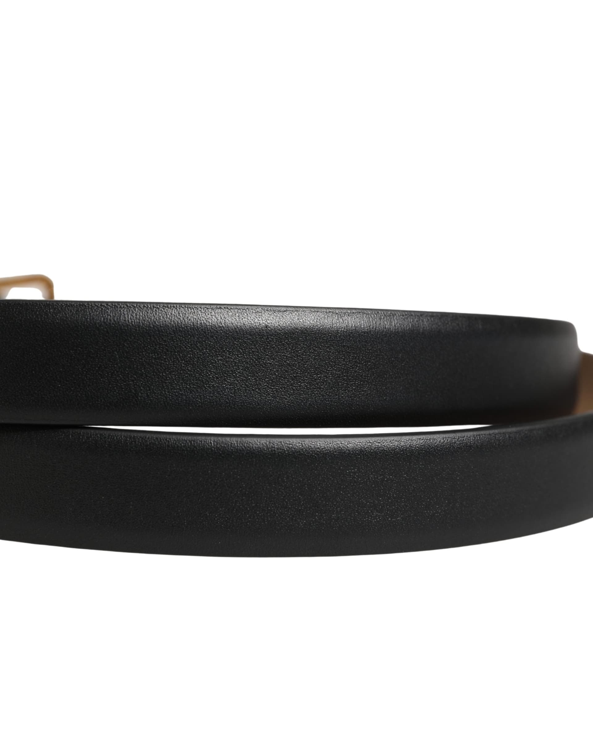 Dolce & Gabbana Black Classic Leather Gold Metal Buckle Belt - 5