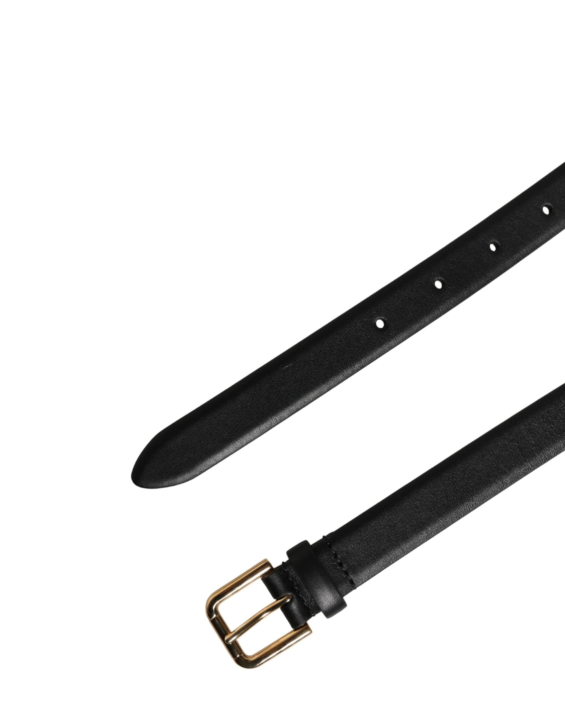 Dolce & Gabbana Black Classic Leather Gold Metal Buckle Belt - 7