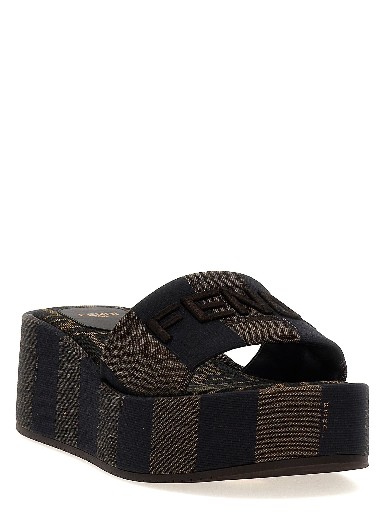Fendi Brown Cotton Slides - 2