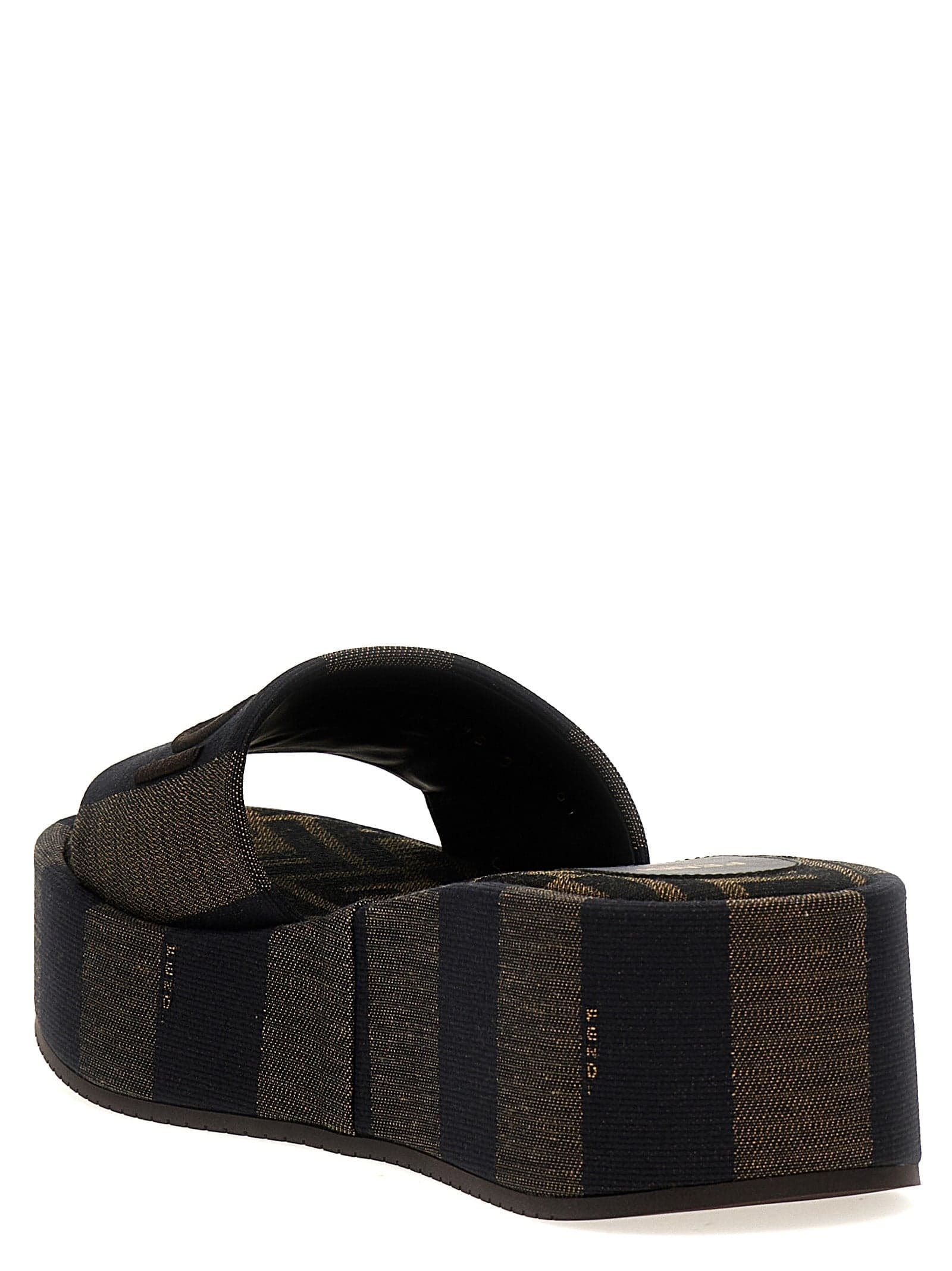 Fendi Brown Cotton Slides - 3
