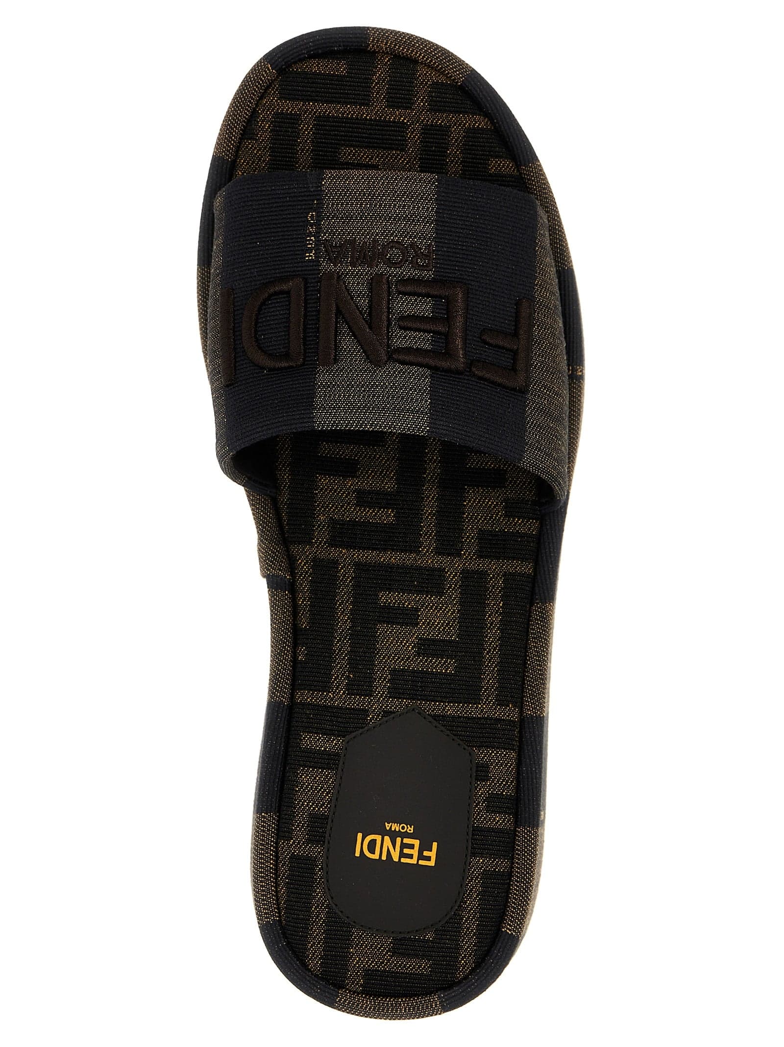 Fendi Brown Cotton Slides - 4