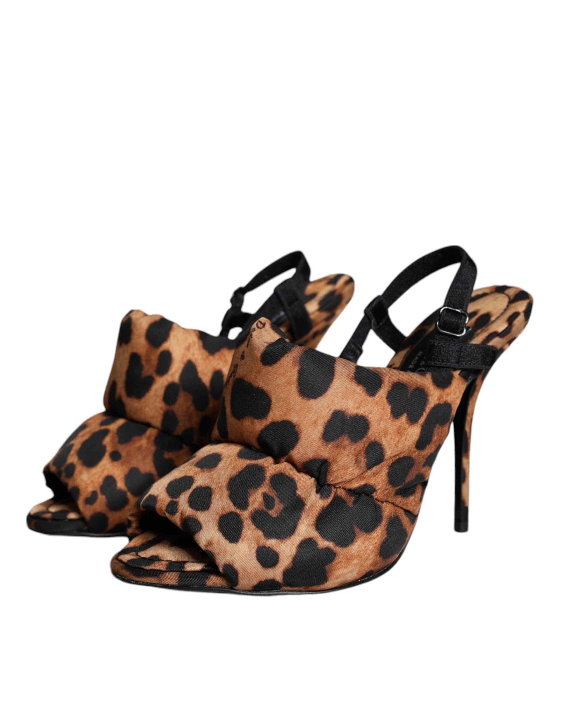 Dolce & Gabbana Brown Leopard Keira Slingback Sandals Shoes - 2
