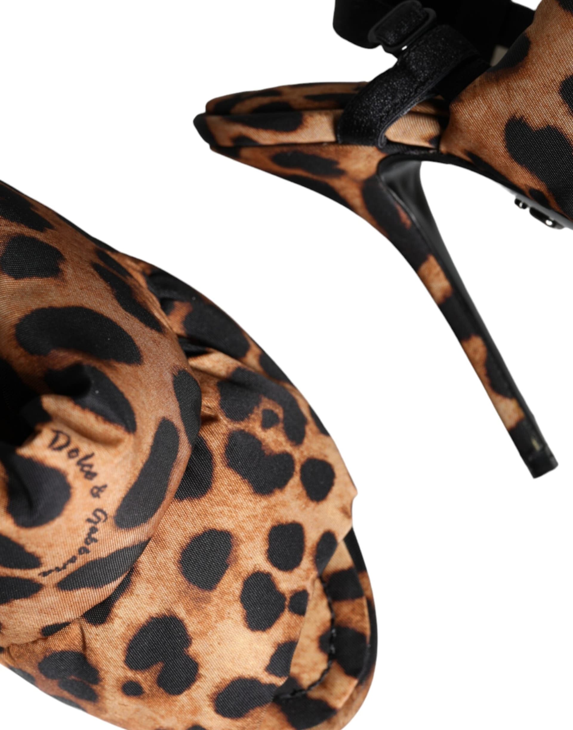 Dolce & Gabbana Brown Leopard Keira Slingback Sandals Shoes - 5