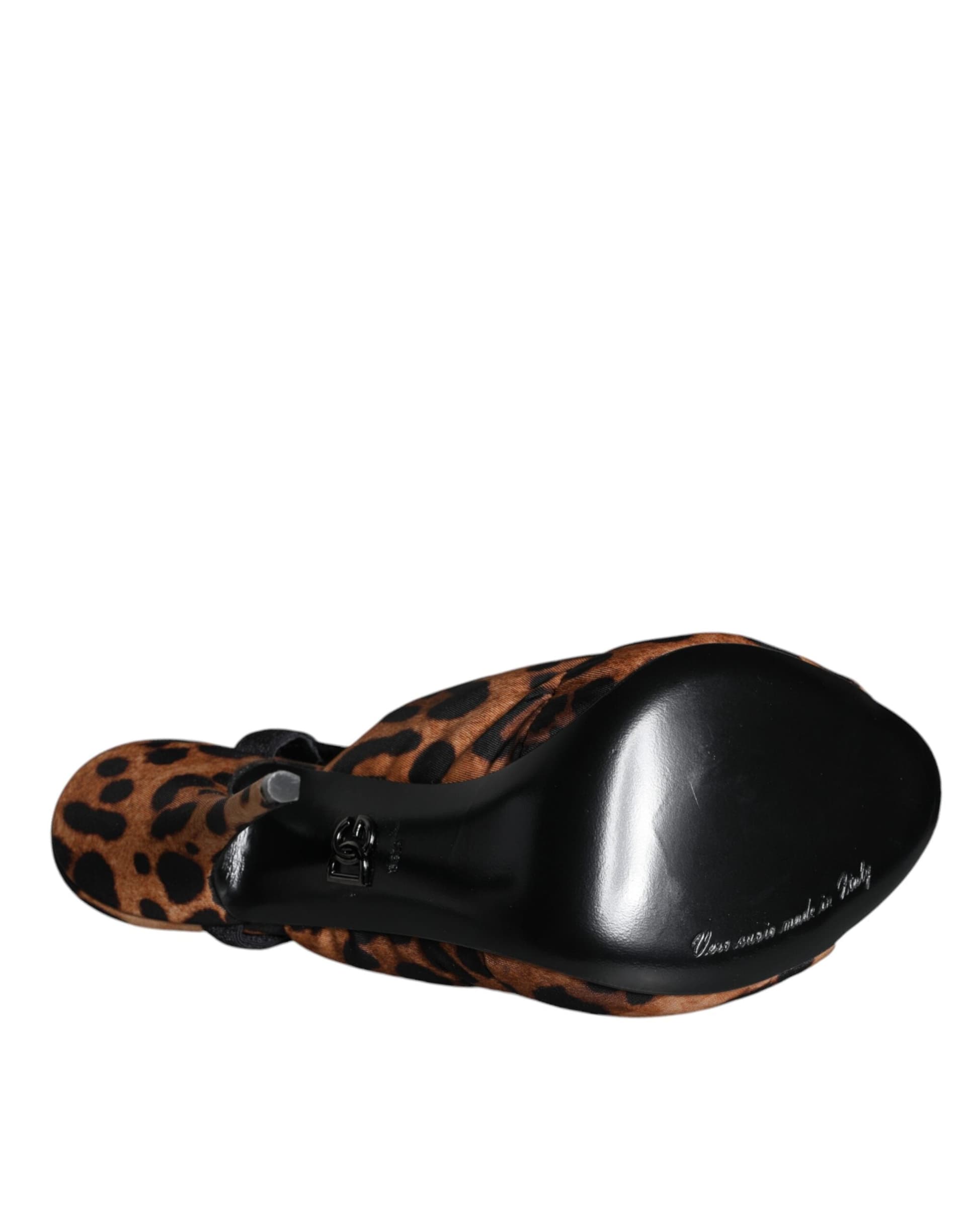 Dolce & Gabbana Brown Leopard Keira Slingback Sandals Shoes - 6