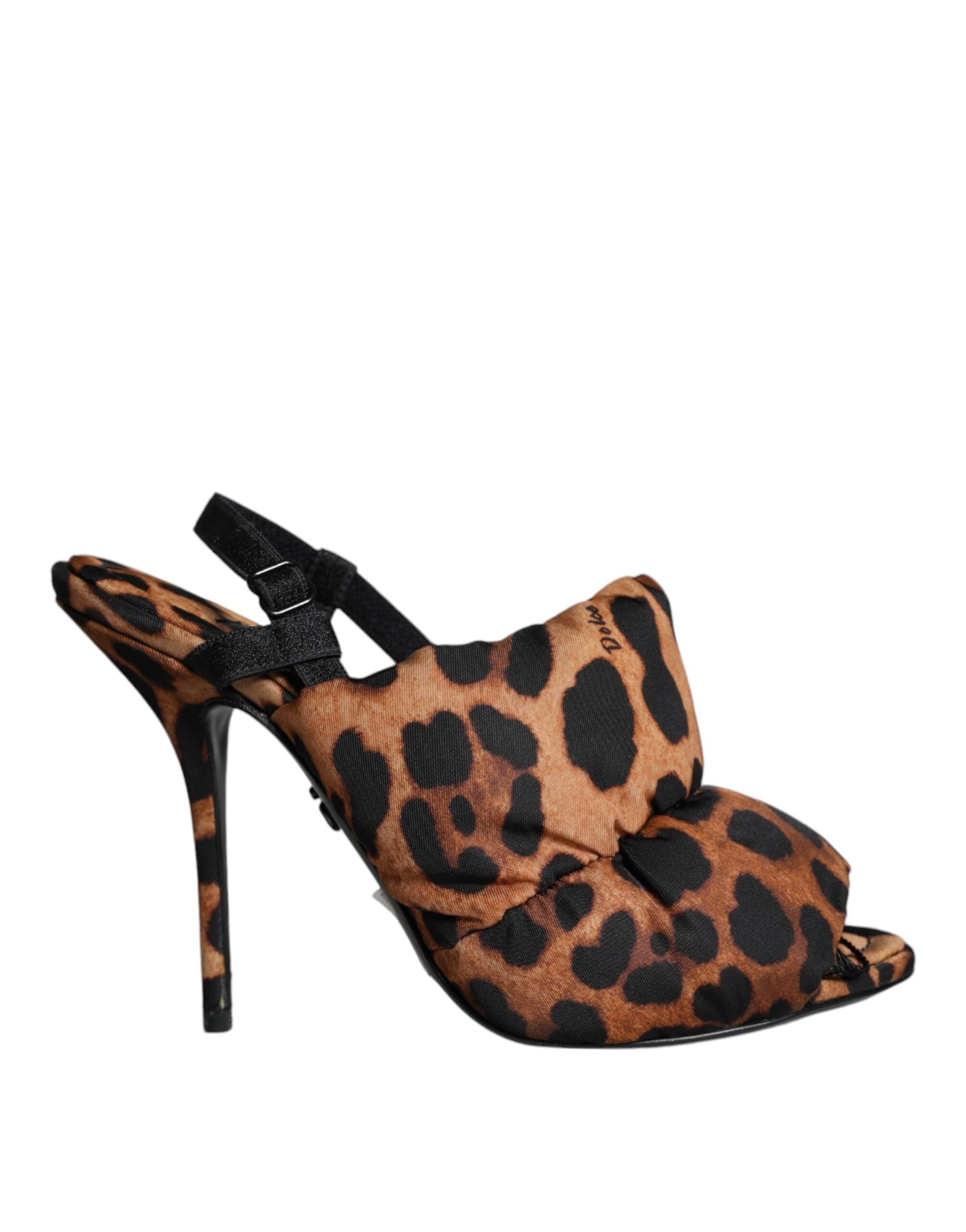 Dolce & Gabbana Brown Leopard Keira Slingback Sandals Shoes - 7