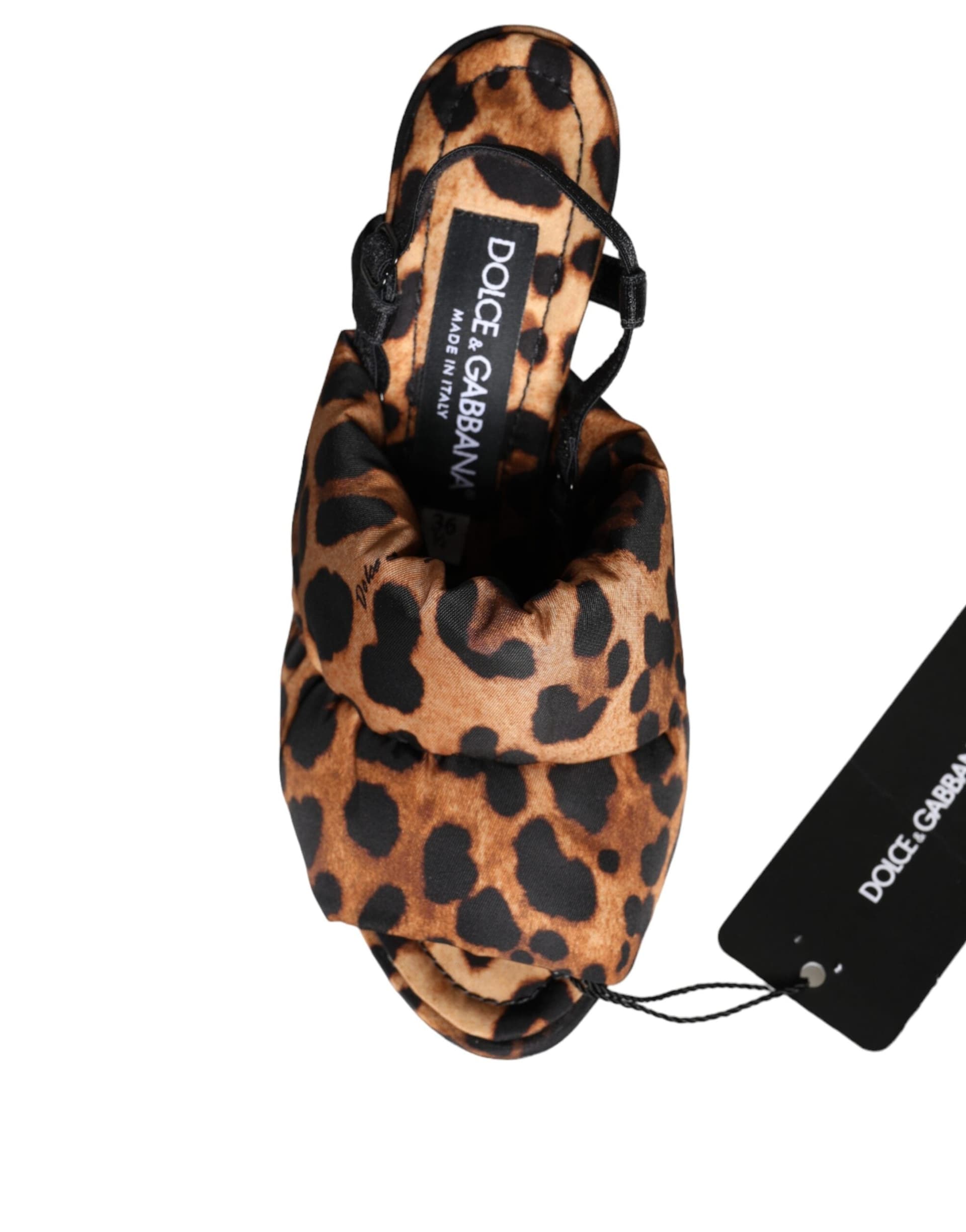Dolce & Gabbana Brown Leopard Keira Slingback Sandals Shoes - 8