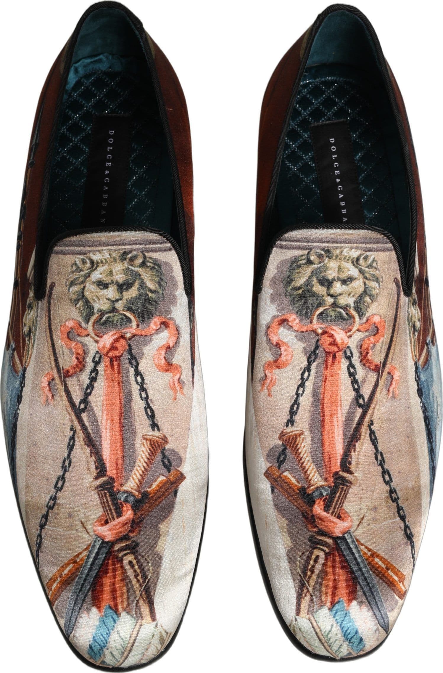 Dolce & Gabbana Multicolor Lion Print Slip On Loafers Shoes - 3