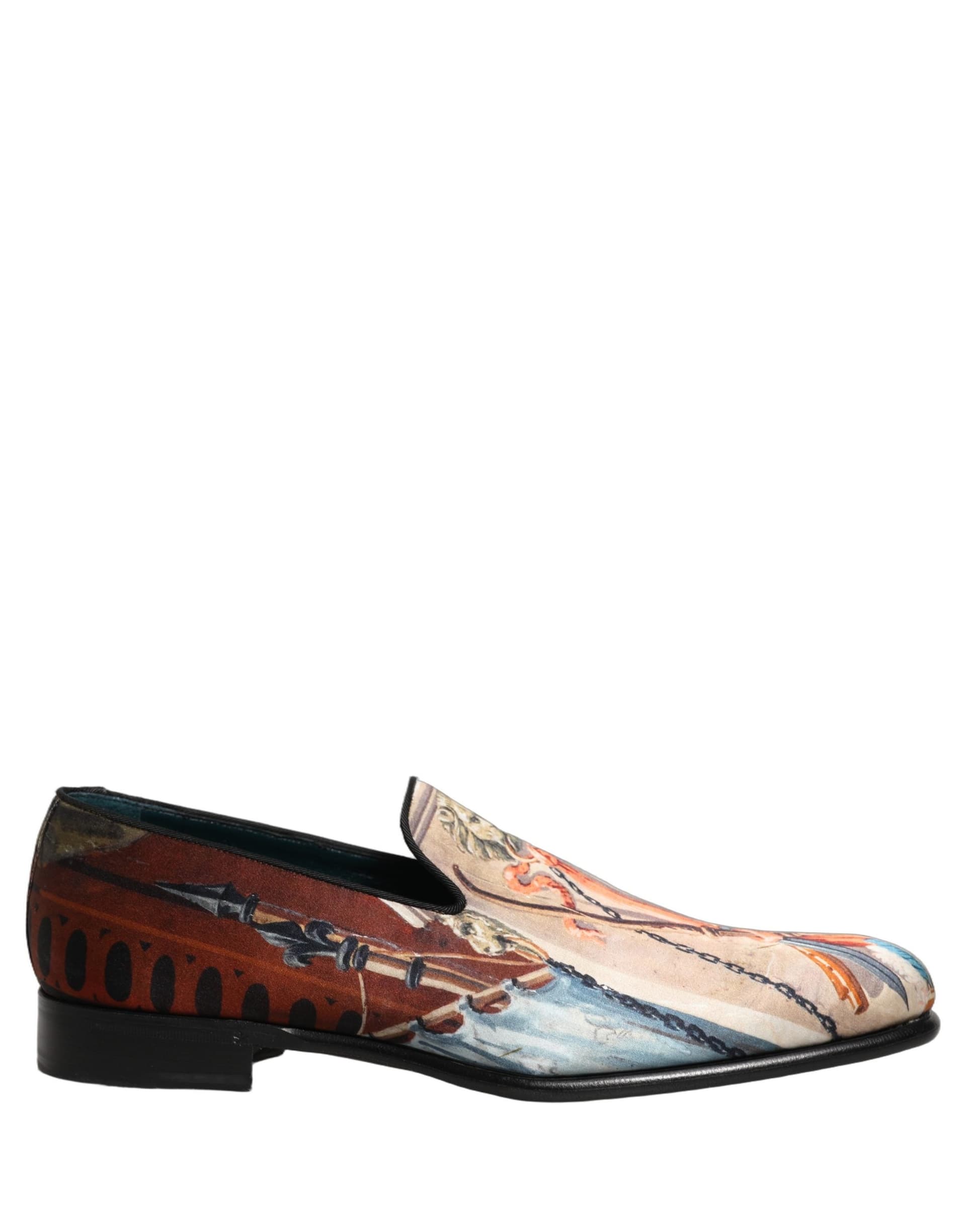 Dolce & Gabbana Multicolor Lion Print Slip On Loafers Shoes - 8