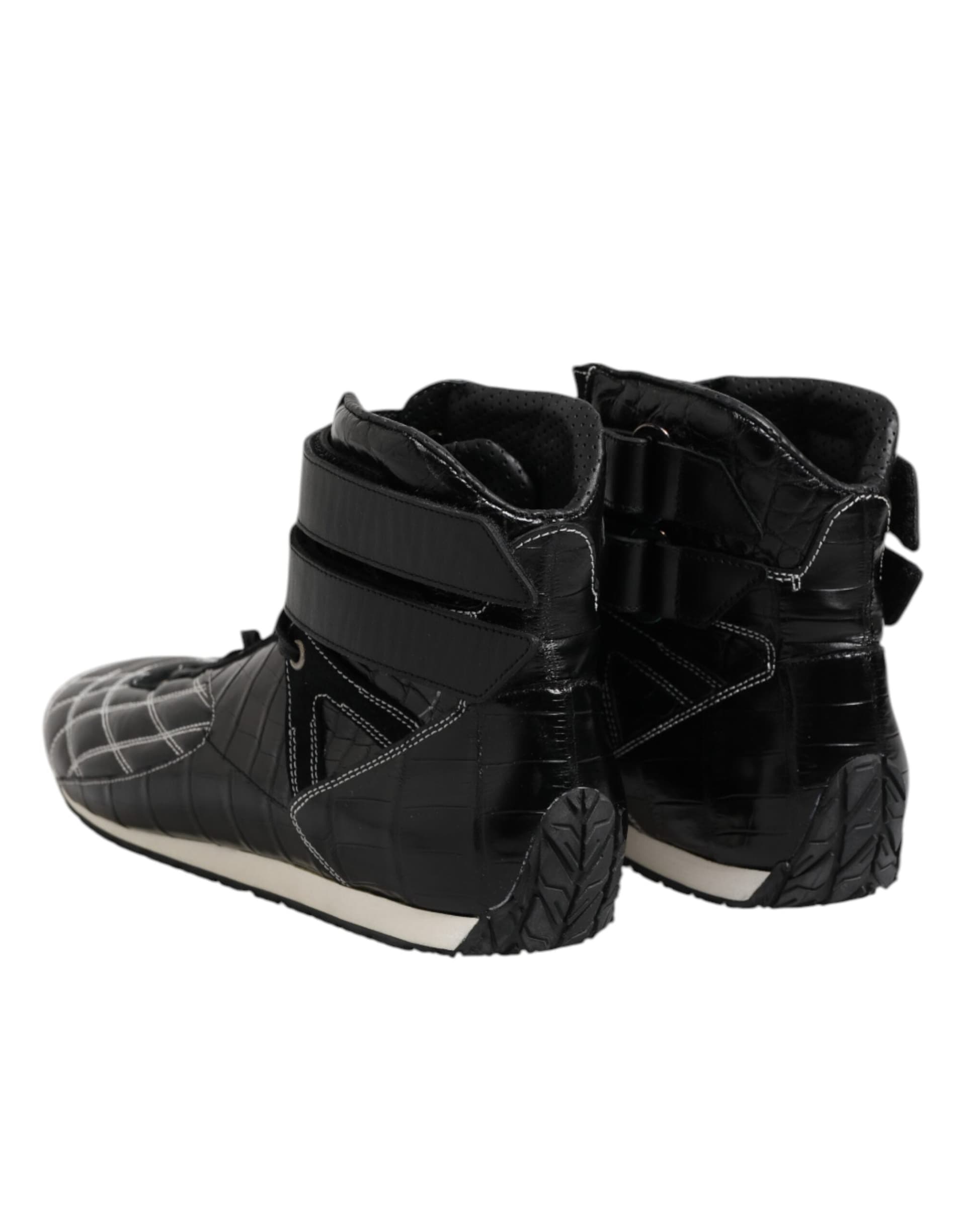Dolce & Gabbana Black Quilted Leather Lace Up Sneakers Shoes - 4