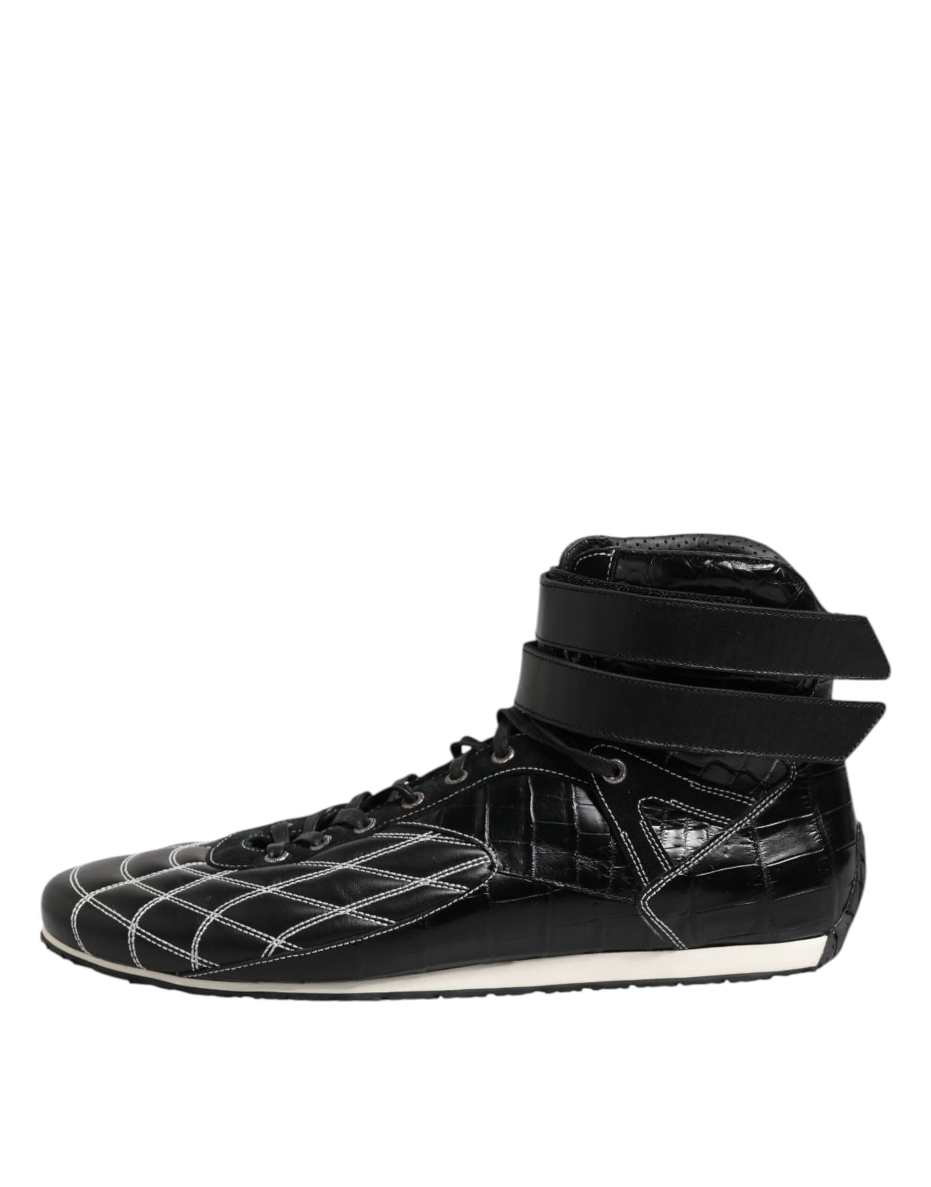 Dolce & Gabbana Black Quilted Leather Lace Up Sneakers Shoes - 5