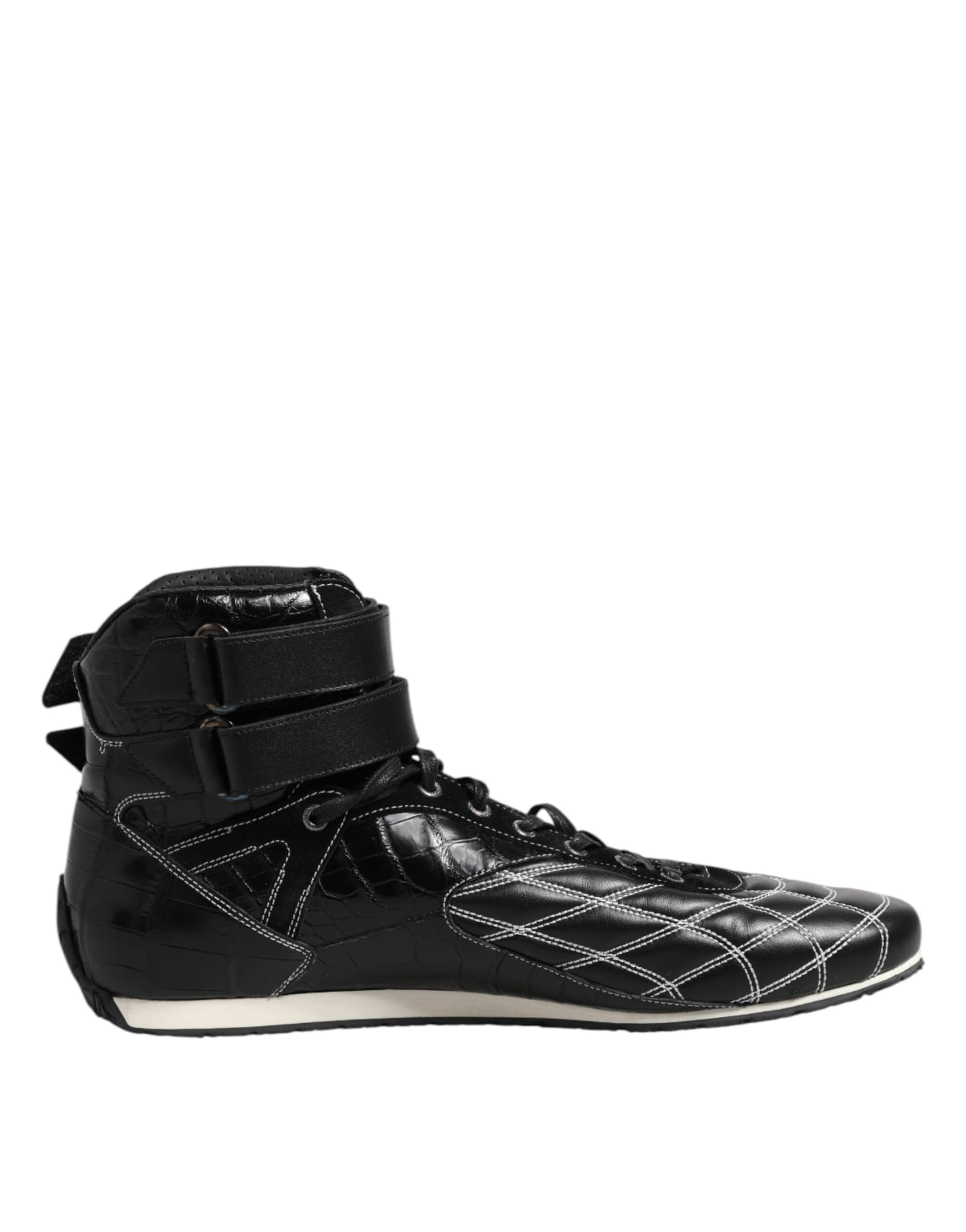 Dolce & Gabbana Black Quilted Leather Lace Up Sneakers Shoes - 6