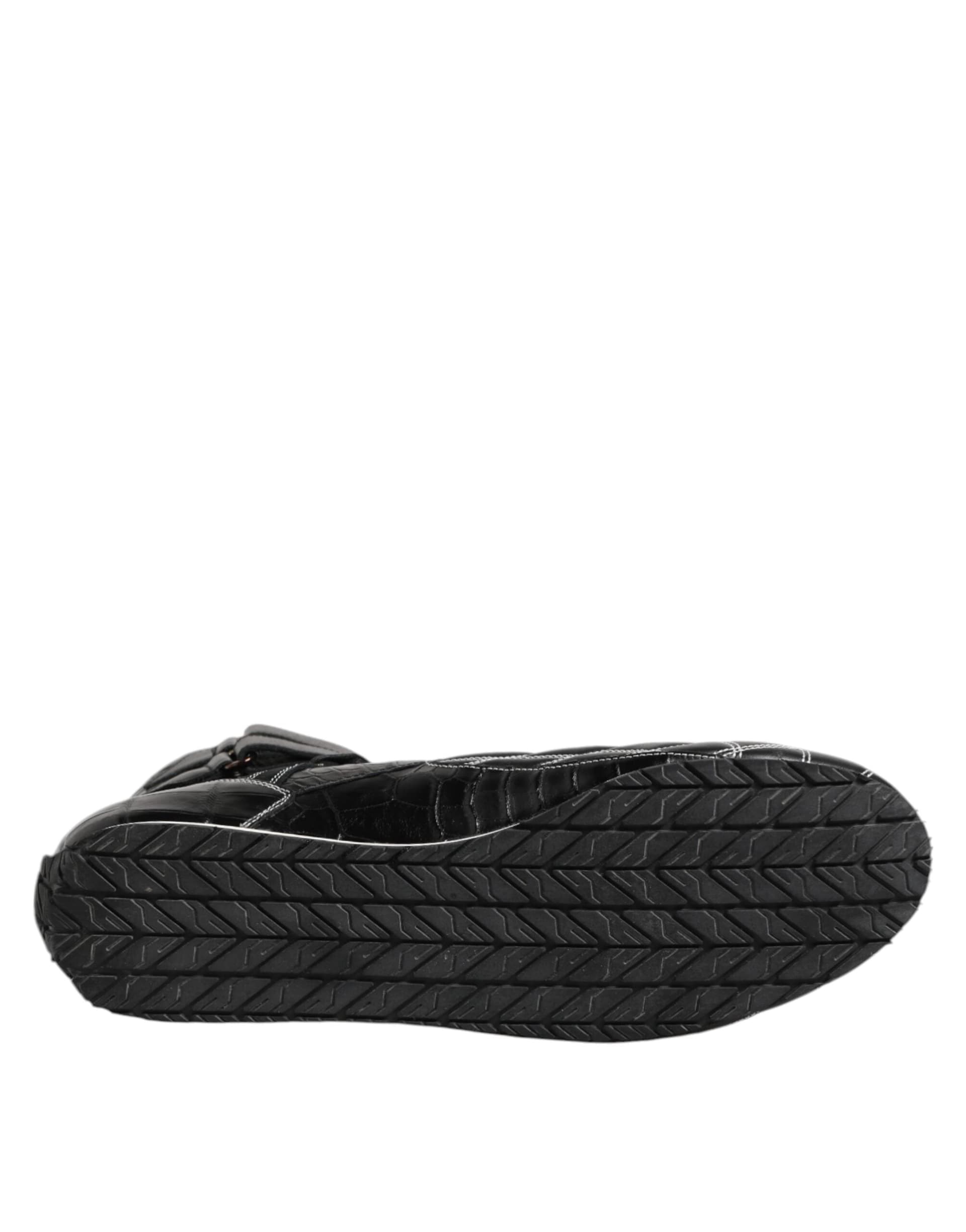 Dolce & Gabbana Black Quilted Leather Lace Up Sneakers Shoes - 7