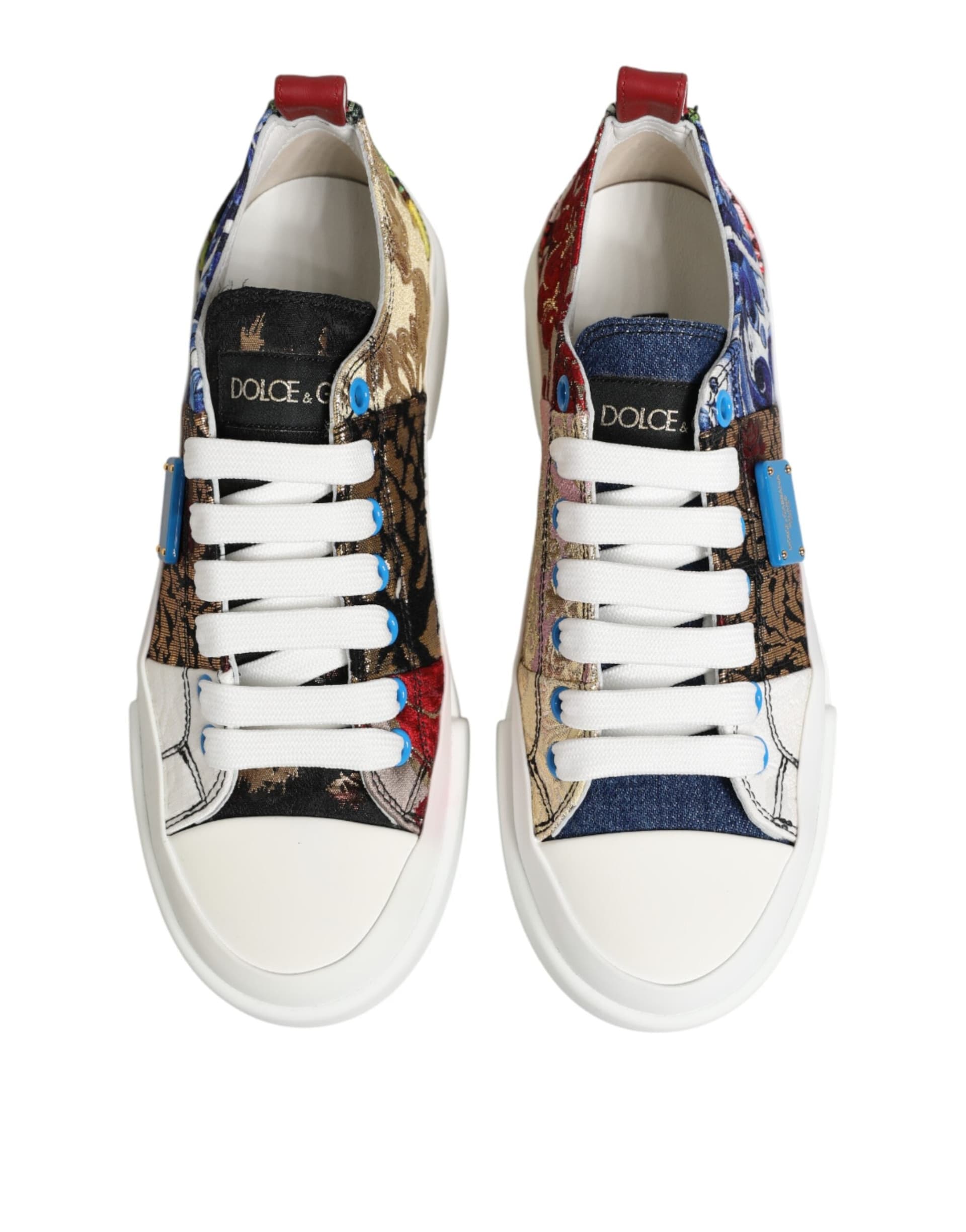 Dolce & Gabbana Multicolor Patchwork Low Top Sneakers Shoes - 2