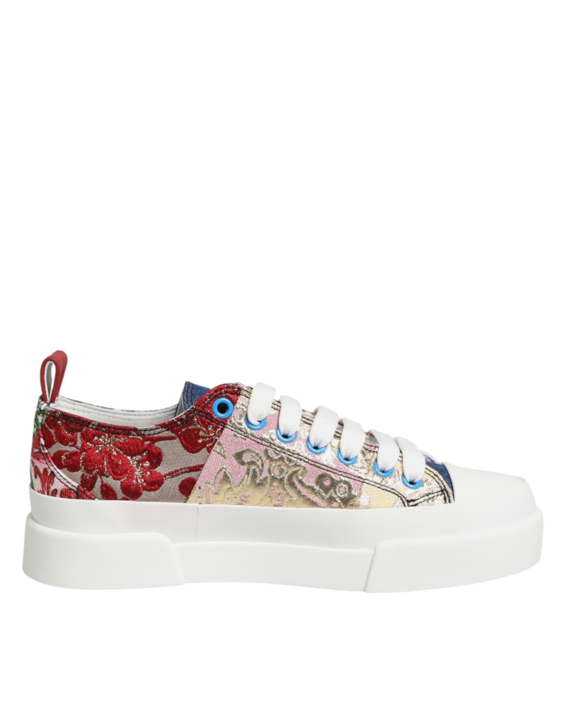 Dolce & Gabbana Multicolor Patchwork Low Top Sneakers Shoes - 7