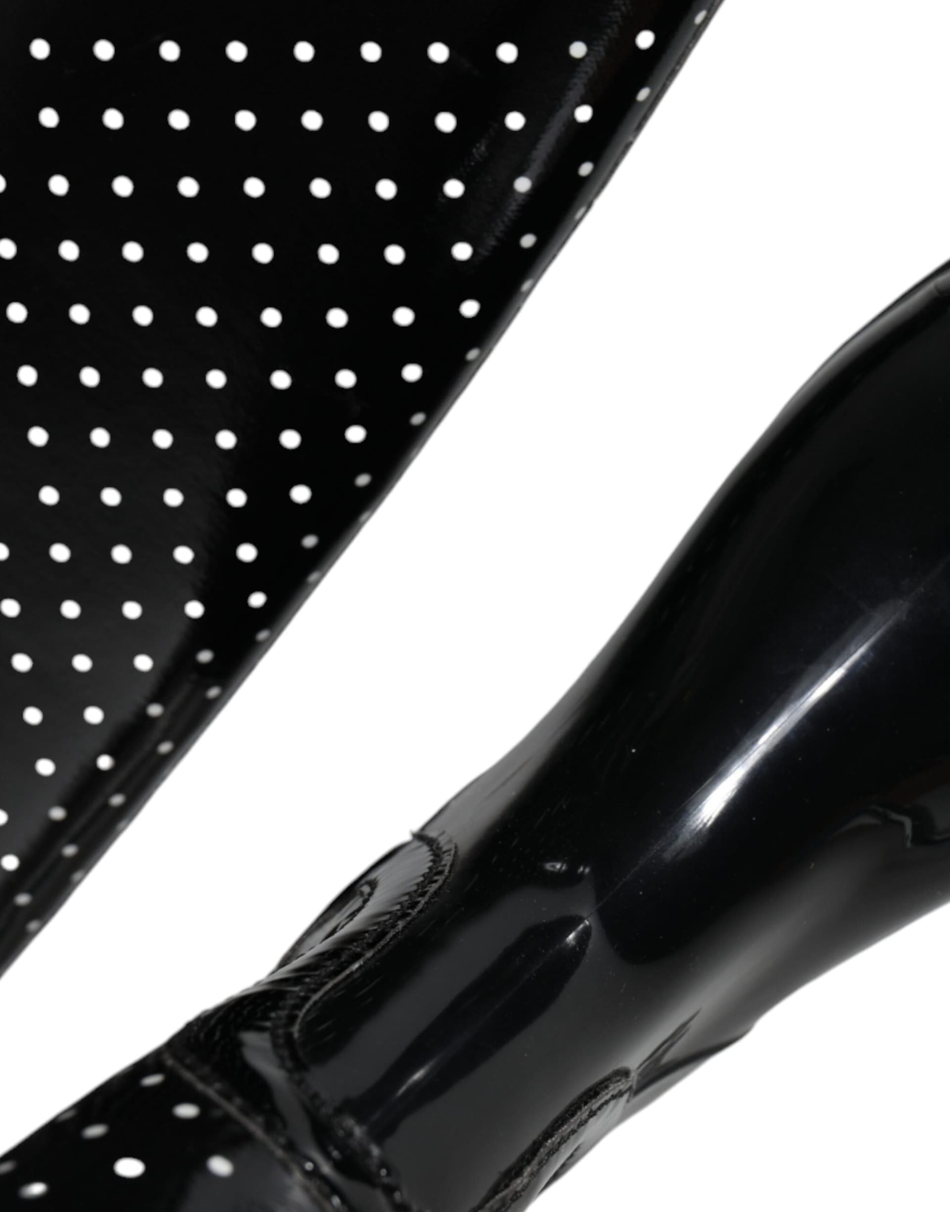 Dolce & Gabbana Black Polka Dot Rubber Knee High Boots Shoes - 7