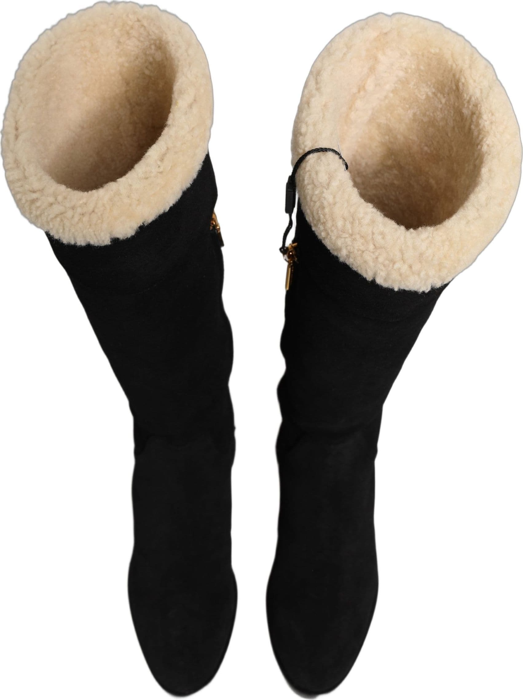 Dolce & Gabbana Black Suede Leather Knee High Boots Shoes - 6