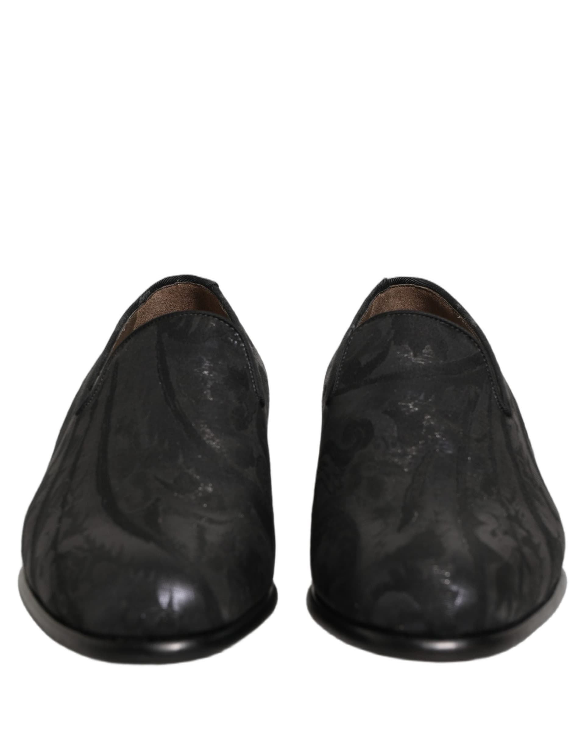 Dolce & Gabbana Black Brocade Men Slip On Dress Loafers Shoes - 2