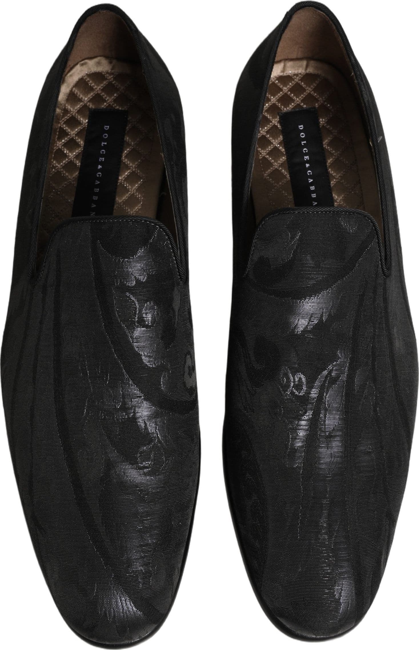 Dolce & Gabbana Black Brocade Men Slip On Dress Loafers Shoes - 3