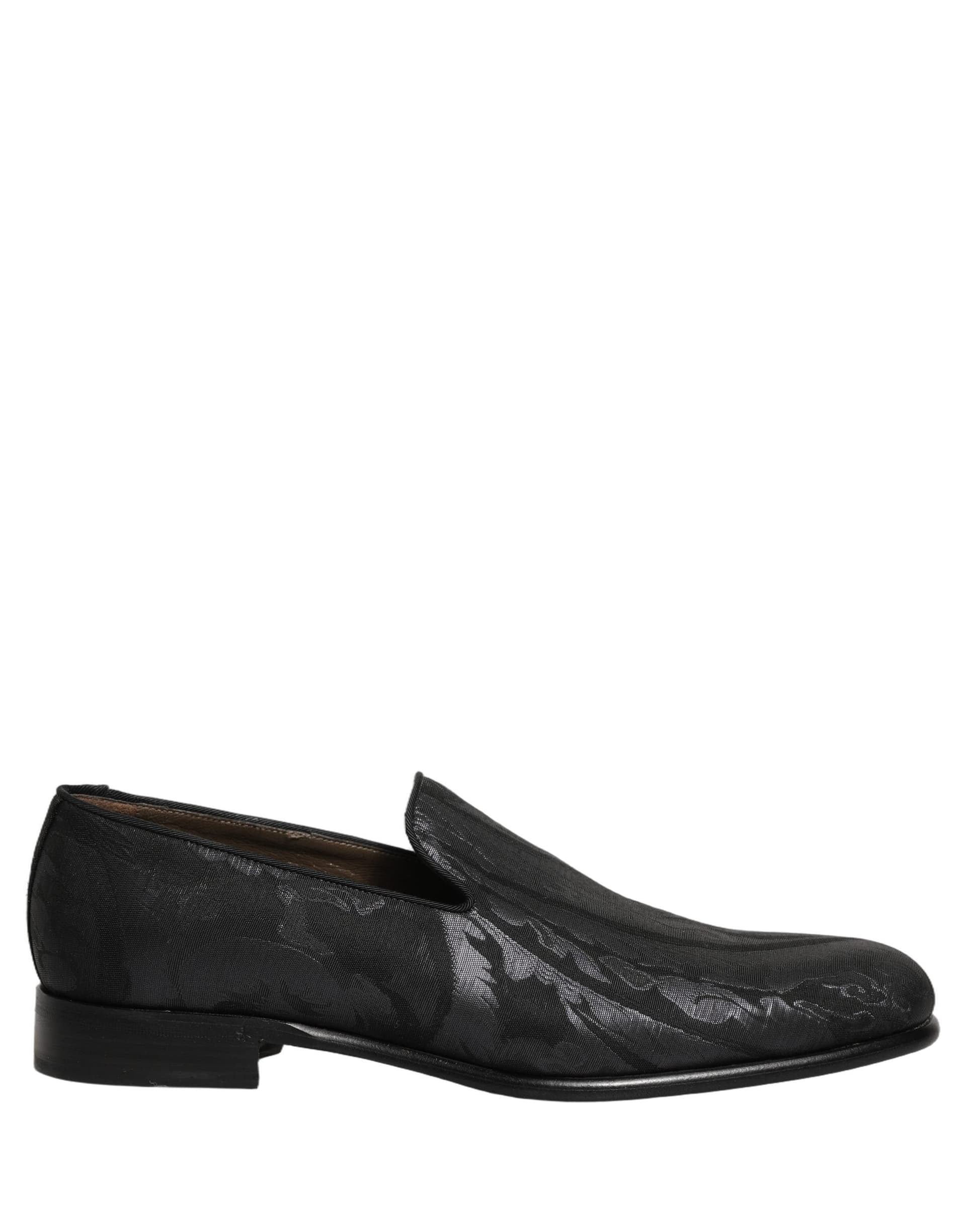 Dolce & Gabbana Black Brocade Men Slip On Dress Loafers Shoes - 7