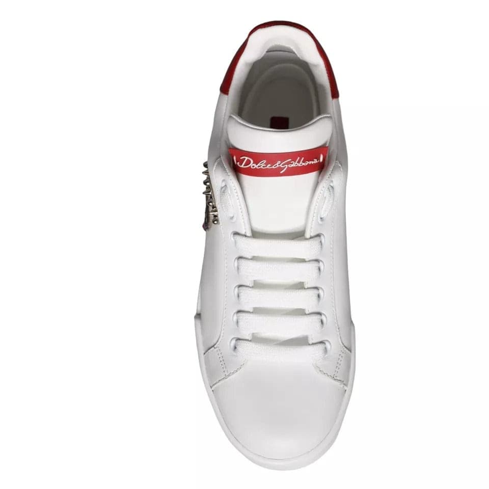 Dolce & Gabbana White Patch Calfskin Nappa Portofino Sneakers Shoes - 3