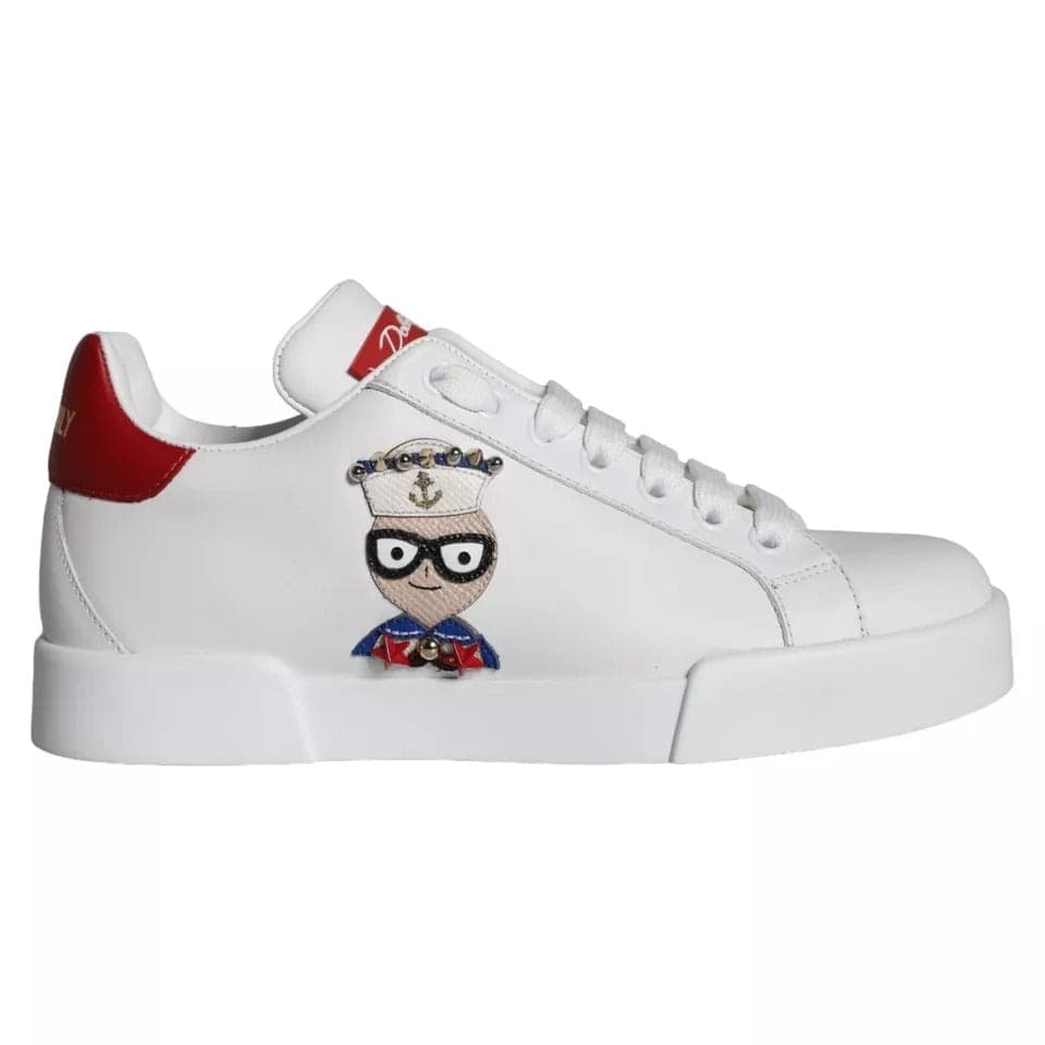 Dolce & Gabbana White Patch Calfskin Nappa Portofino Sneakers Shoes - 5