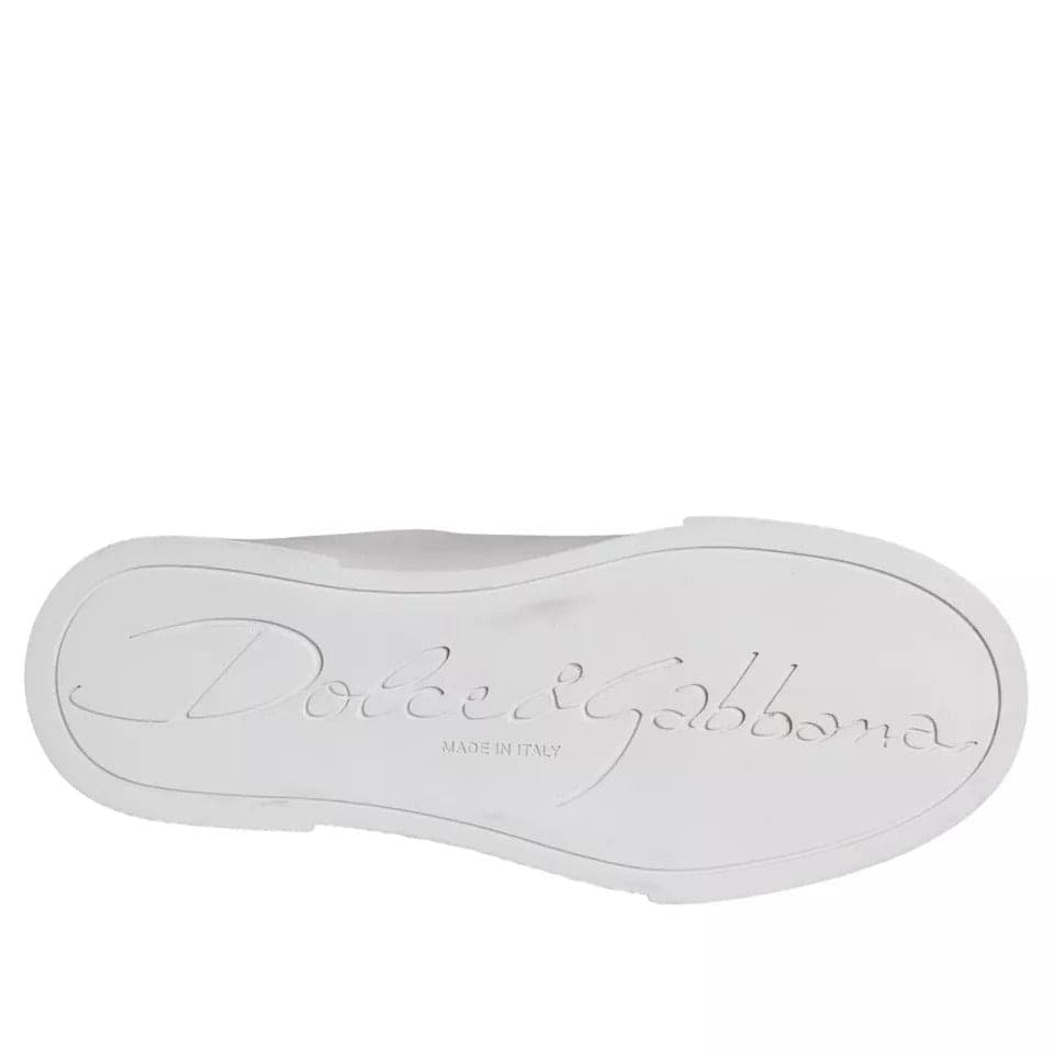 Dolce & Gabbana White Patch Calfskin Nappa Portofino Sneakers Shoes - 7