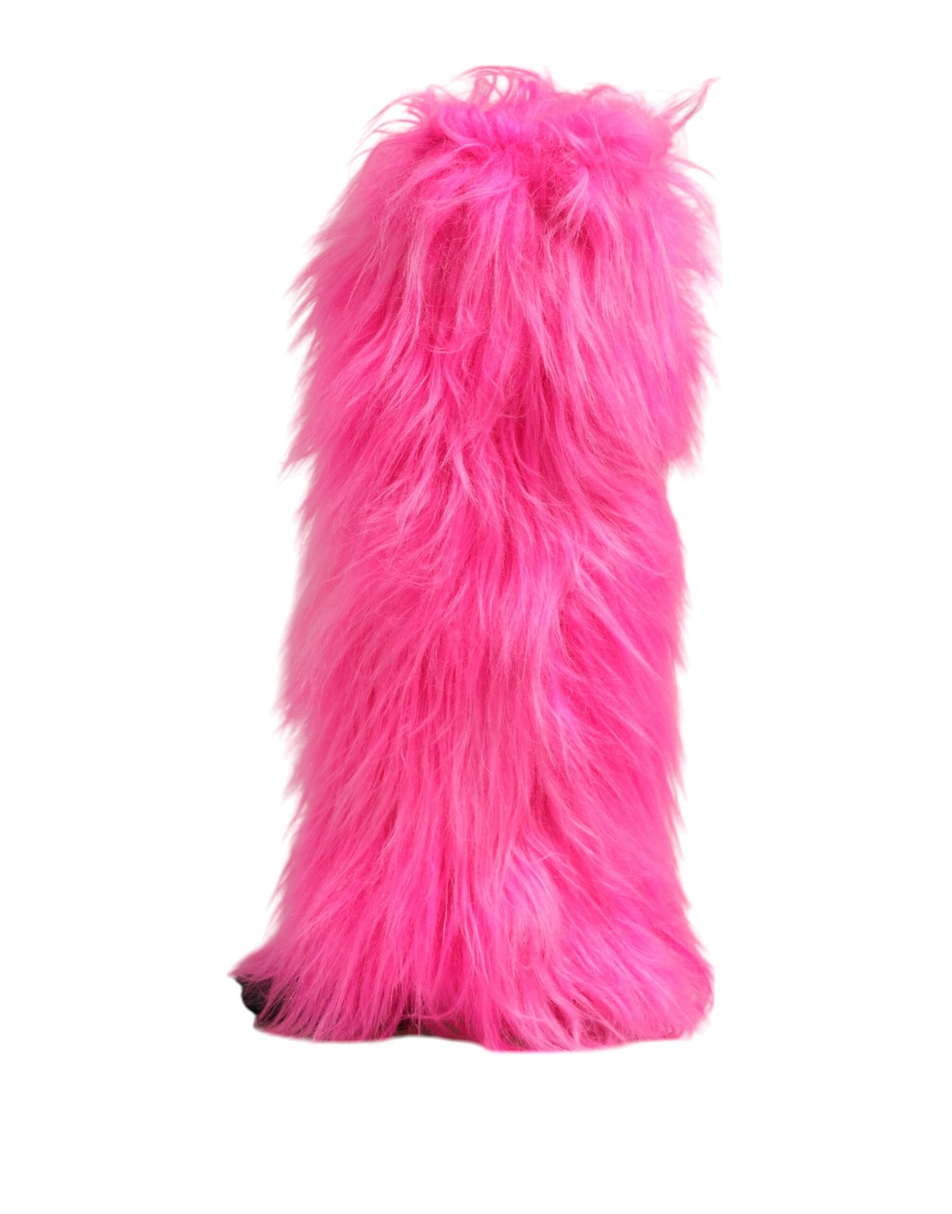 Dolce & Gabbana Pink Faux Fur Leather High Heels Boots Shoes - 5