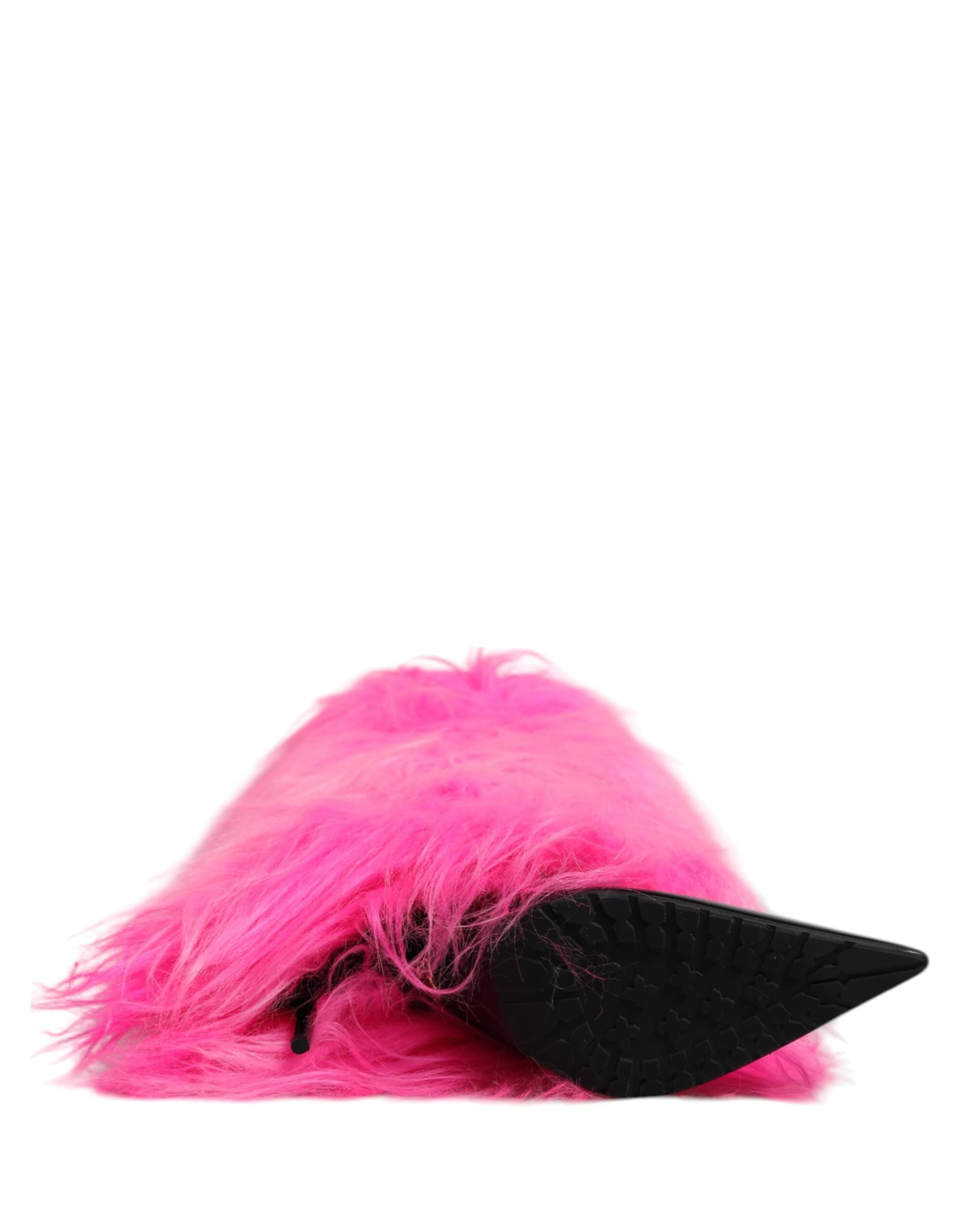 Dolce & Gabbana Pink Faux Fur Leather High Heels Boots Shoes - 8