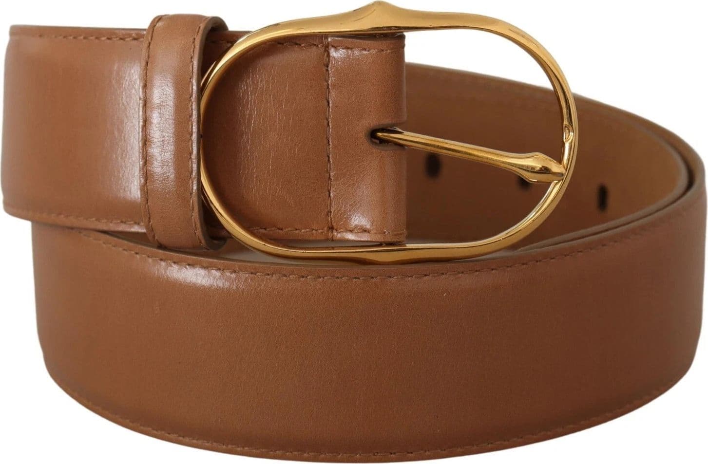 Dolce & Gabbana Brown Leather Gold Metal Oval Buckle Belt - 4