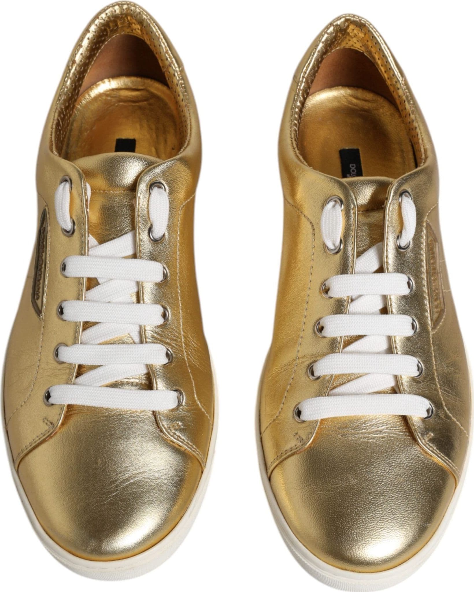 Dolce & Gabbana Gold Leather Logo London Men Sneakers Shoes - 2